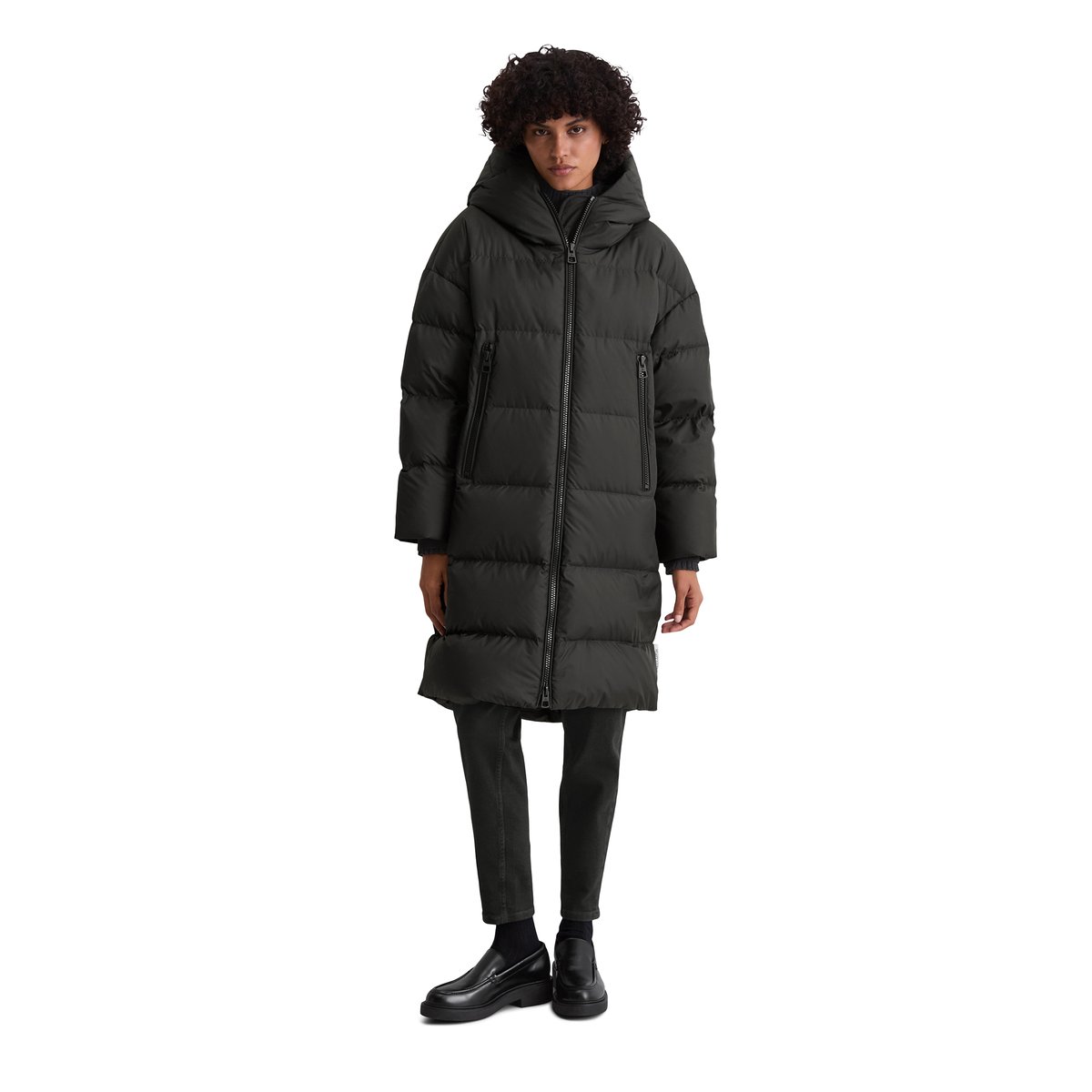 Doudoune à capuche relaxed en polyester recyclé hydrofuge noir, MARC O'POLO