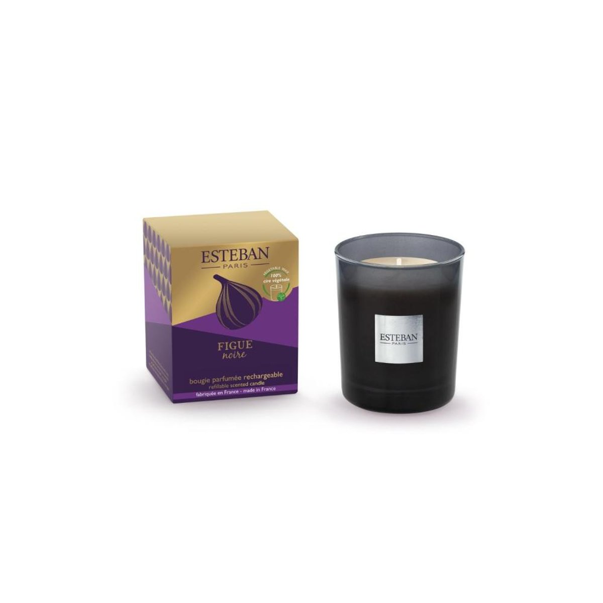 Bougie initiale rechargeable Figue Noire noir, ESTEBAN
