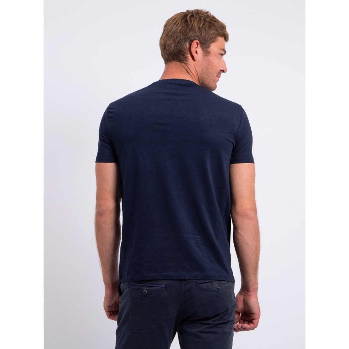T-shirt Col V Pur Coton Nerij bleu marine, RITCHIE