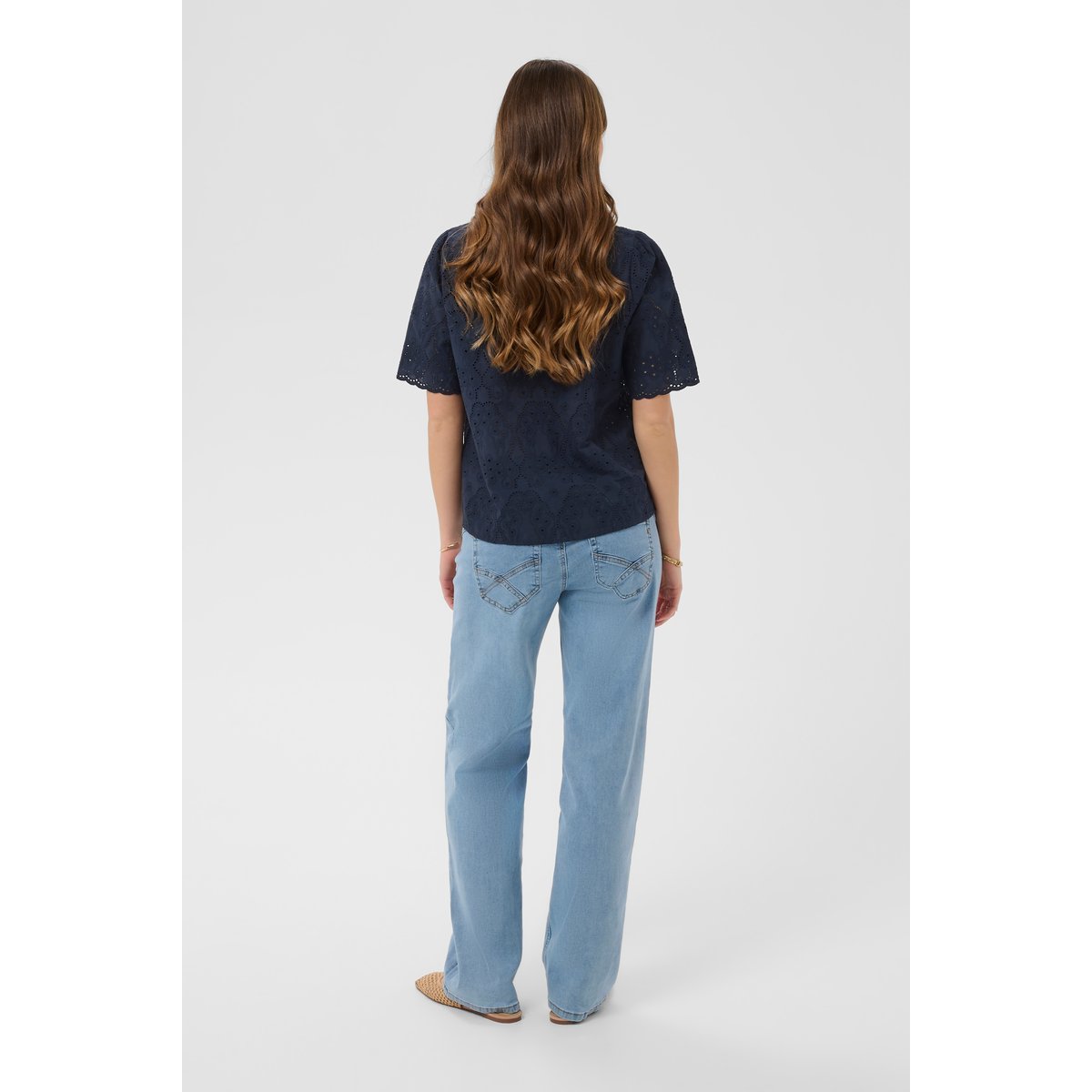 Blouse with short sleeve bleu navy blazer, CREAM