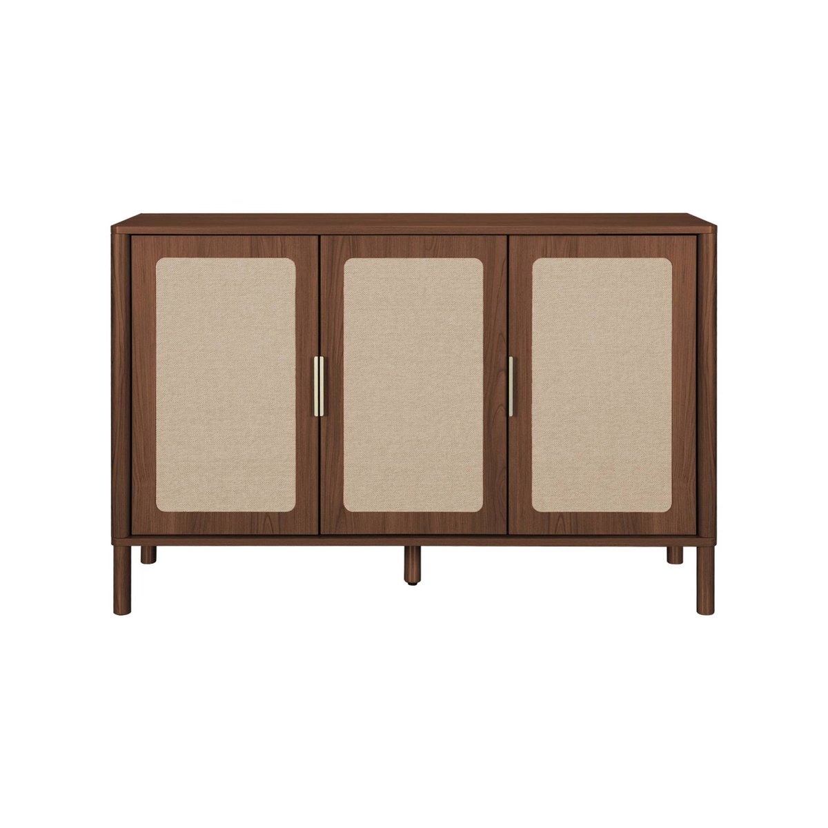 Buffet vintage décor bois et cannage 3 portes 120cm ETTA noyer, SWEEEK