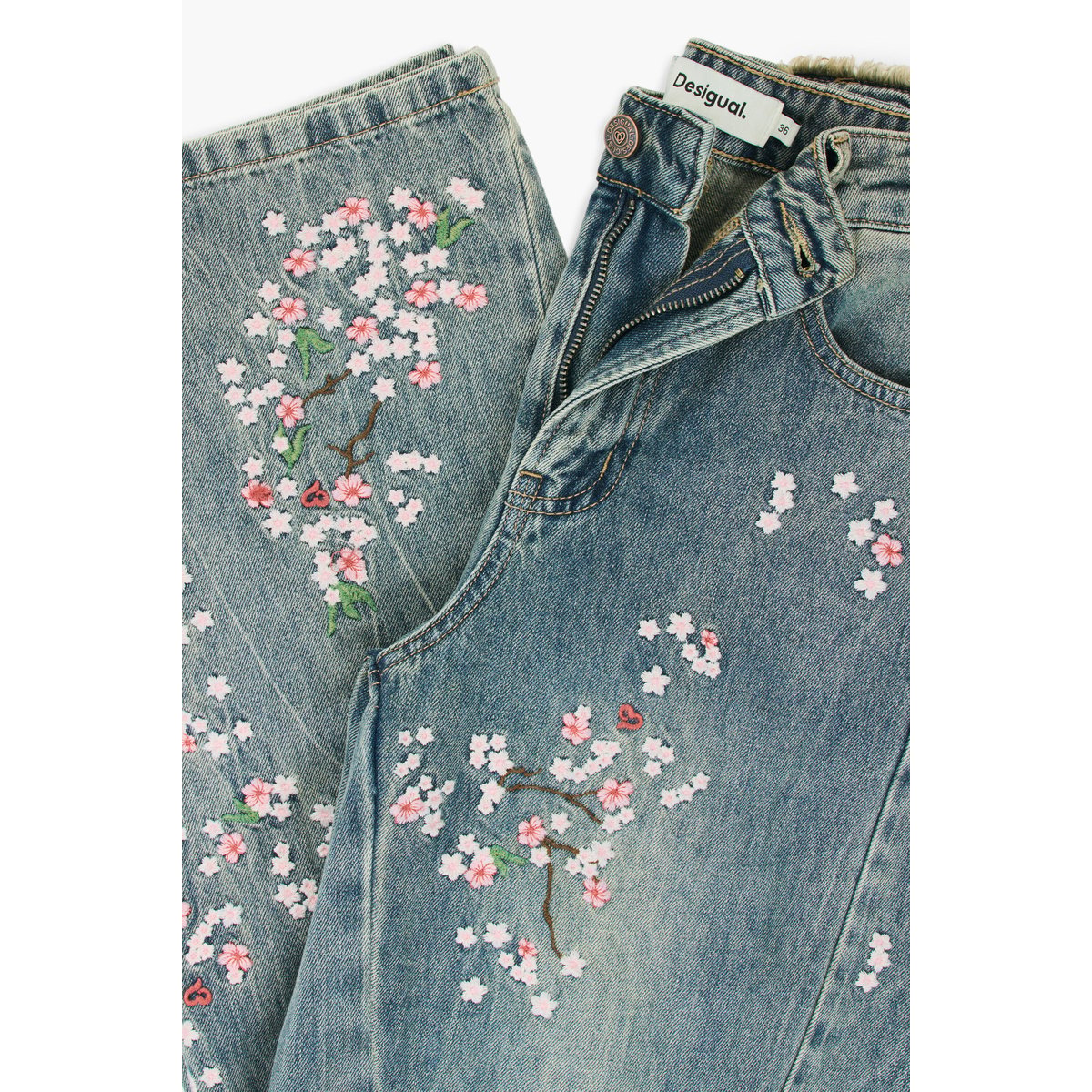 Jean brodé regular bleu clair, DESIGUAL