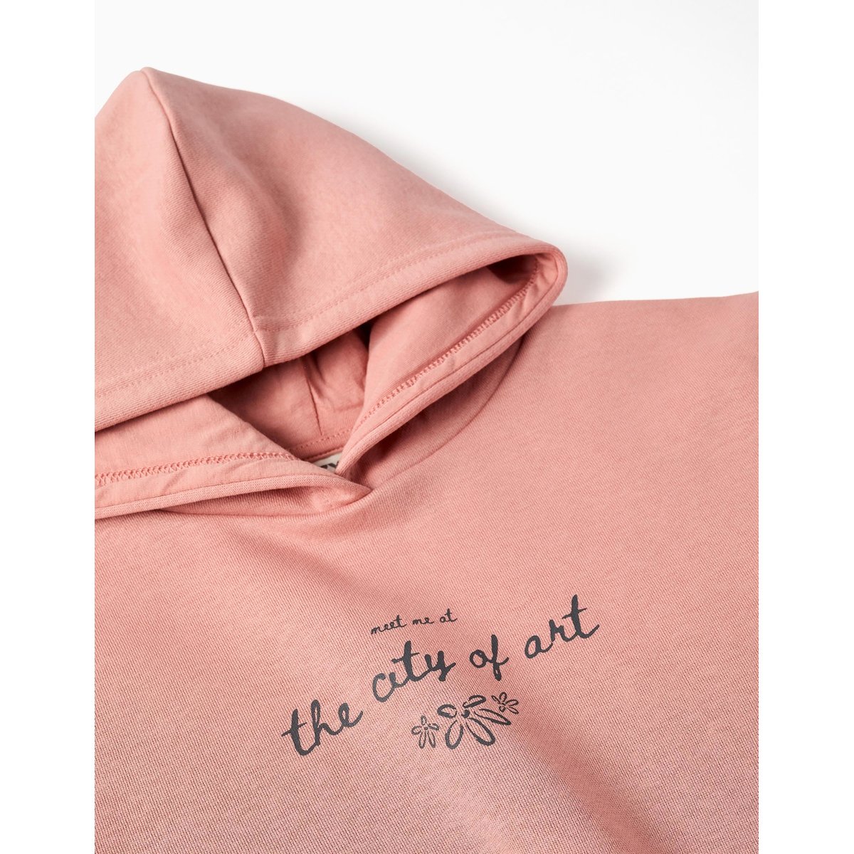 Sweat en coton peigné à capuche et imprimé City of Art rose, ZIPPY