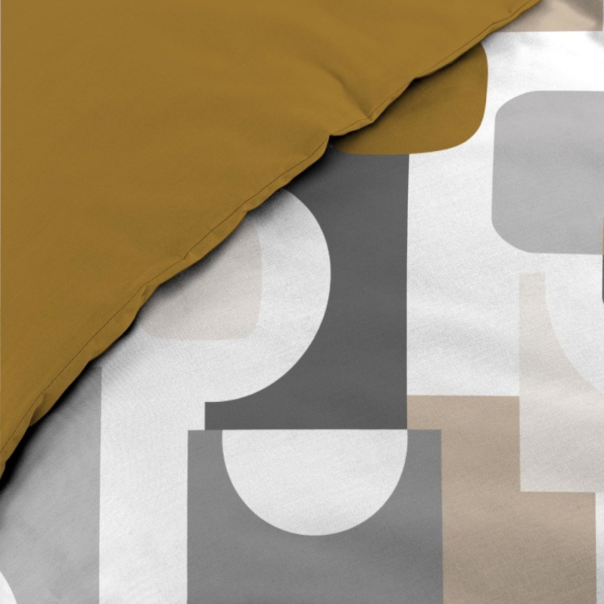 Housse de couette 240x220 + 2 taies GEOMELO ocre multicolore, DECORATIE