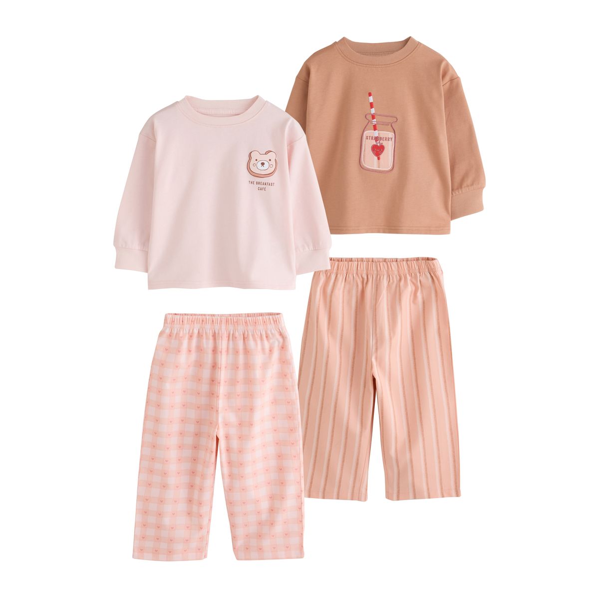 Pyjama large tissé, lot de 2 rose/oatmeal, NEXT
