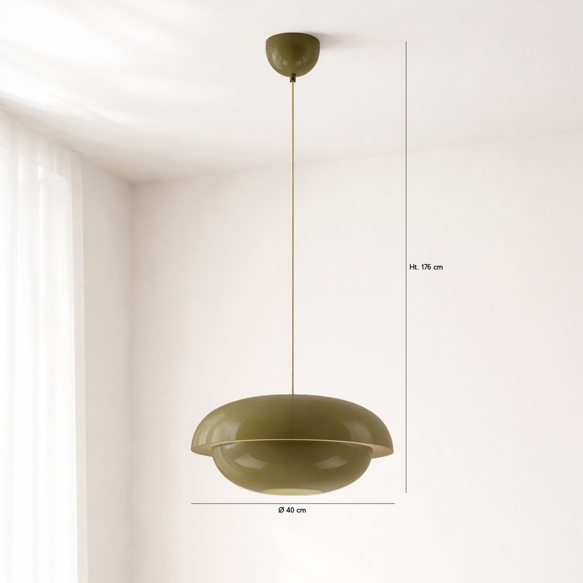 Suspension en métal Ø40 cm, CHLOE vert, NOW'S HOME