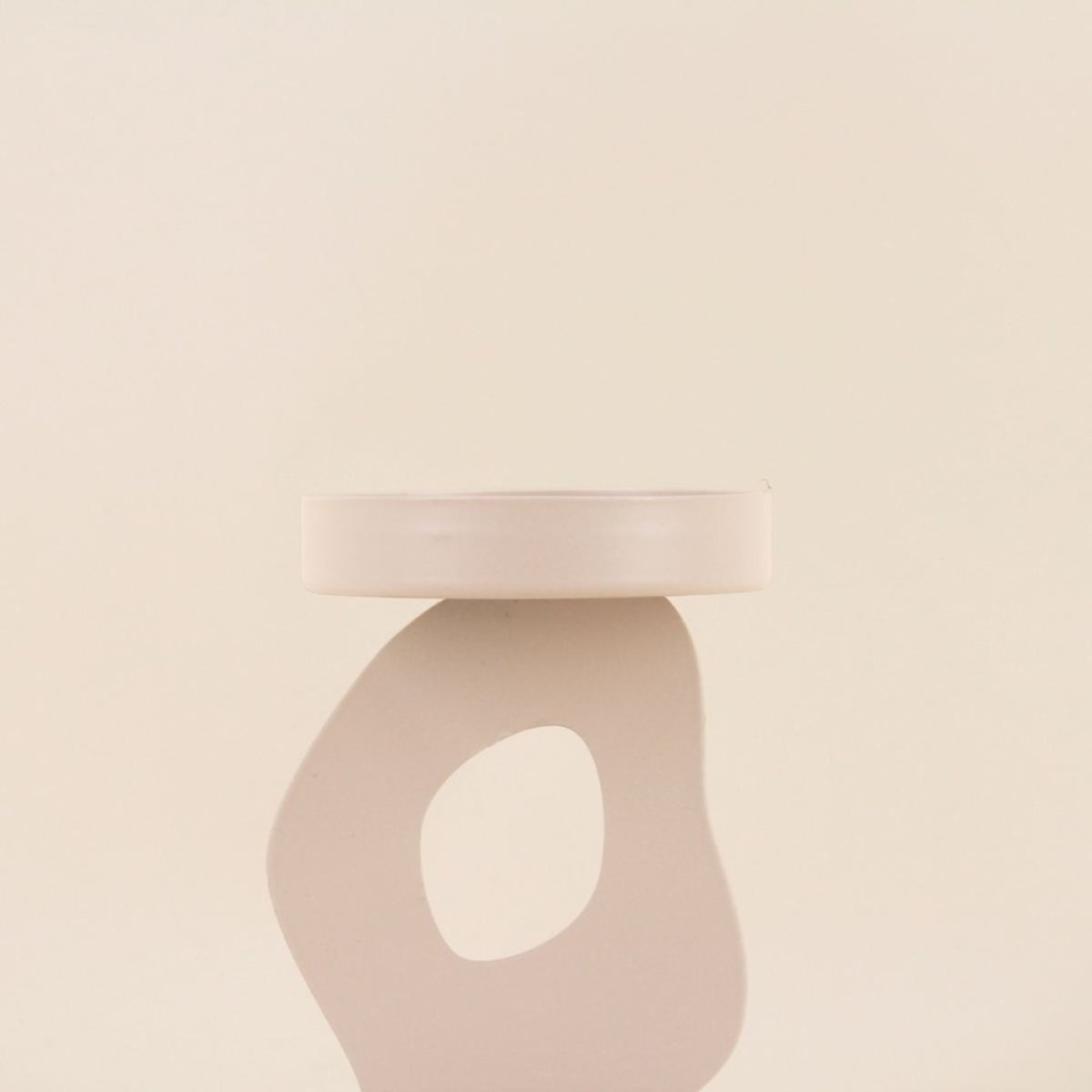 Bougeoir métal organique 13cm beige, ORNAMI