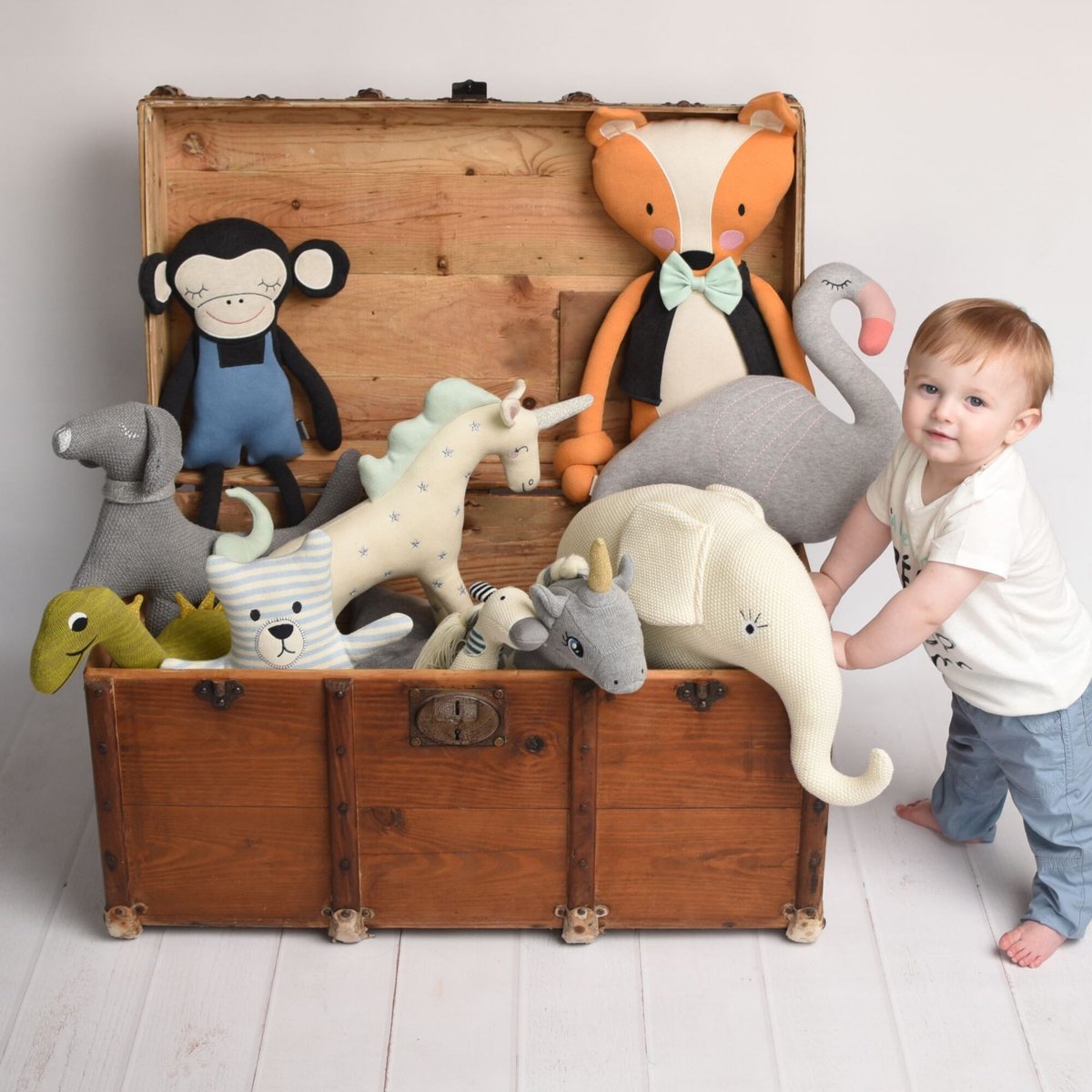 Peluche doudou ourson en coton bio TRICOT bleu, SEVIRA KIDS