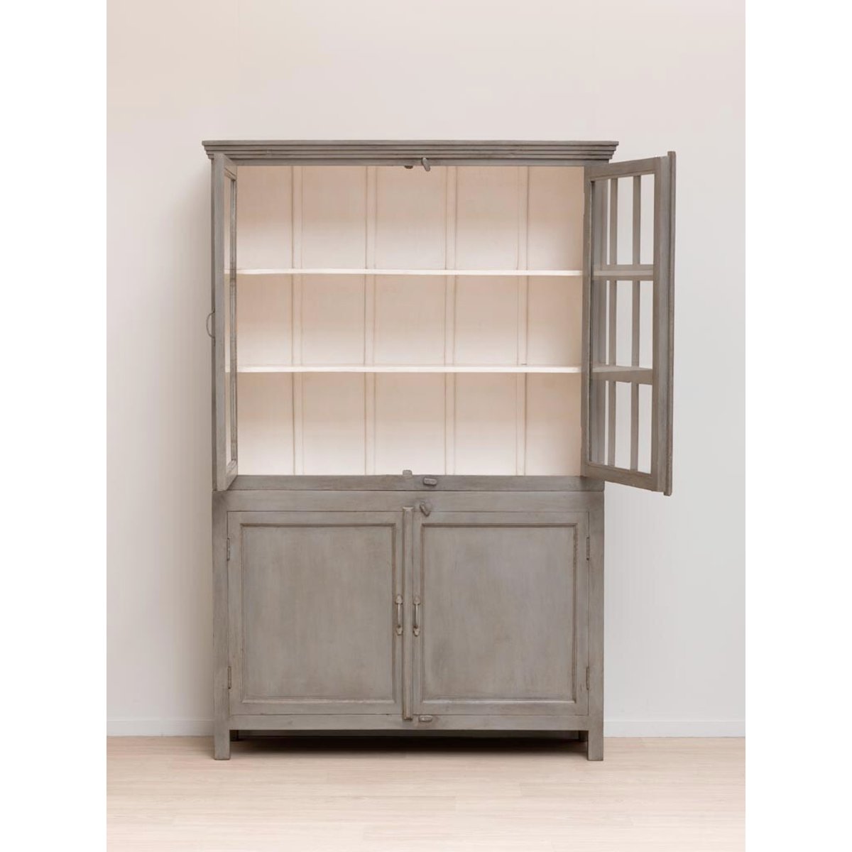 Vitrine en bois CHEVERNY gris, CHEHOMA