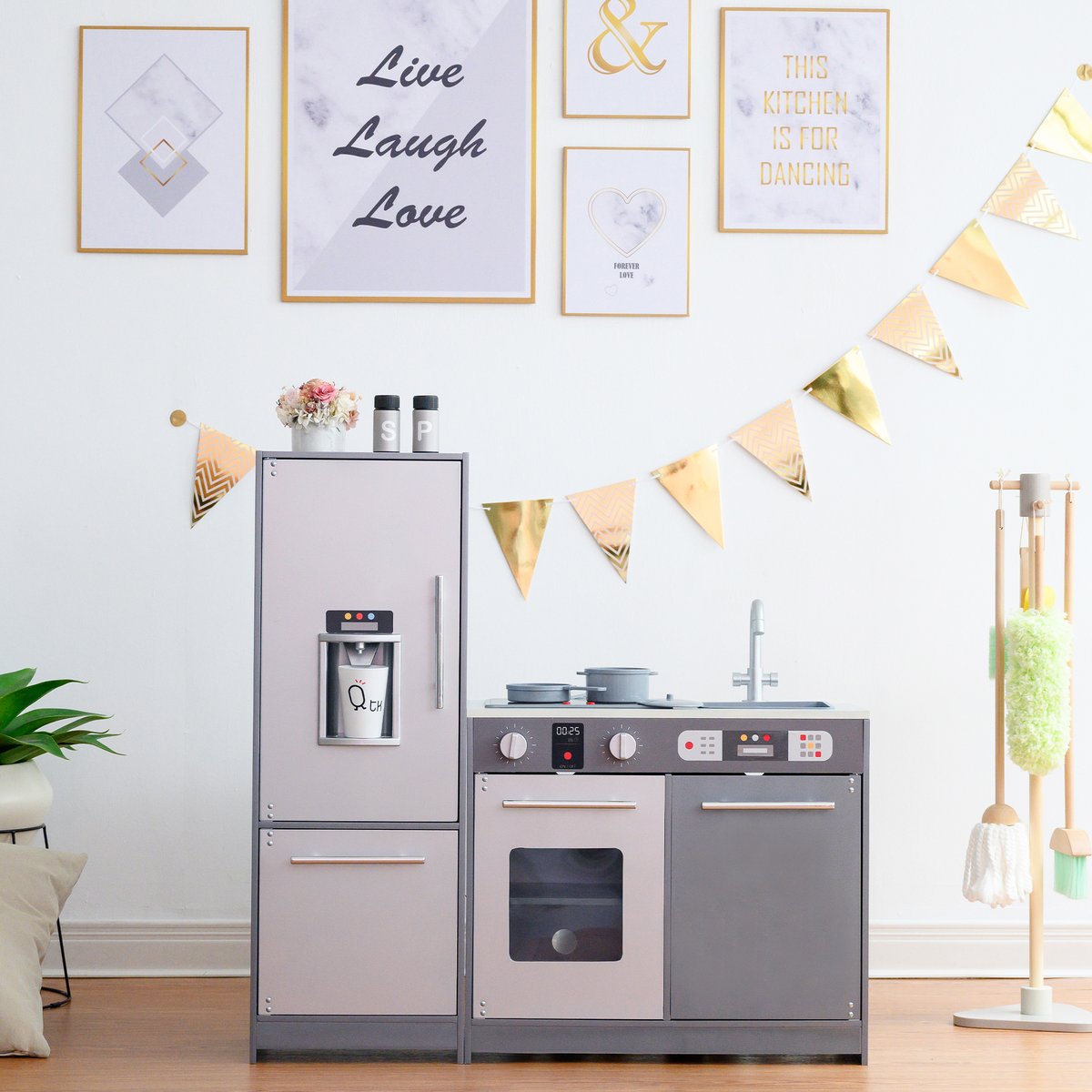 Cuisine Enfant Bois LITTLE CHEF gris, TEAMSON KIDS