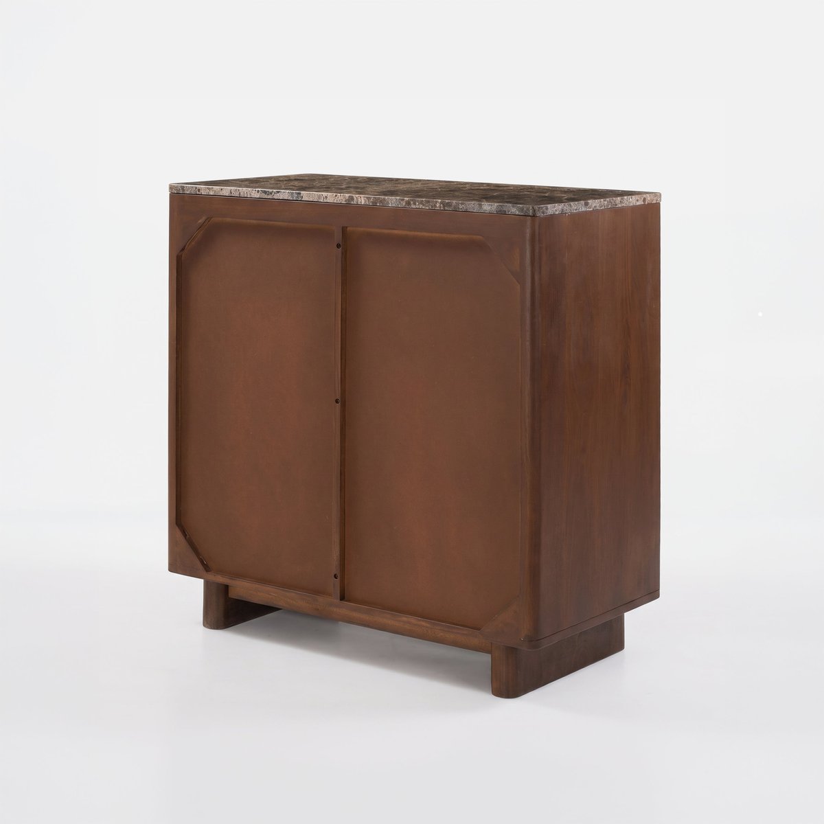 Petit buffet en bois de manguier et plateau en marbre - FLAVIO marron foncé, MAISON PAVANE