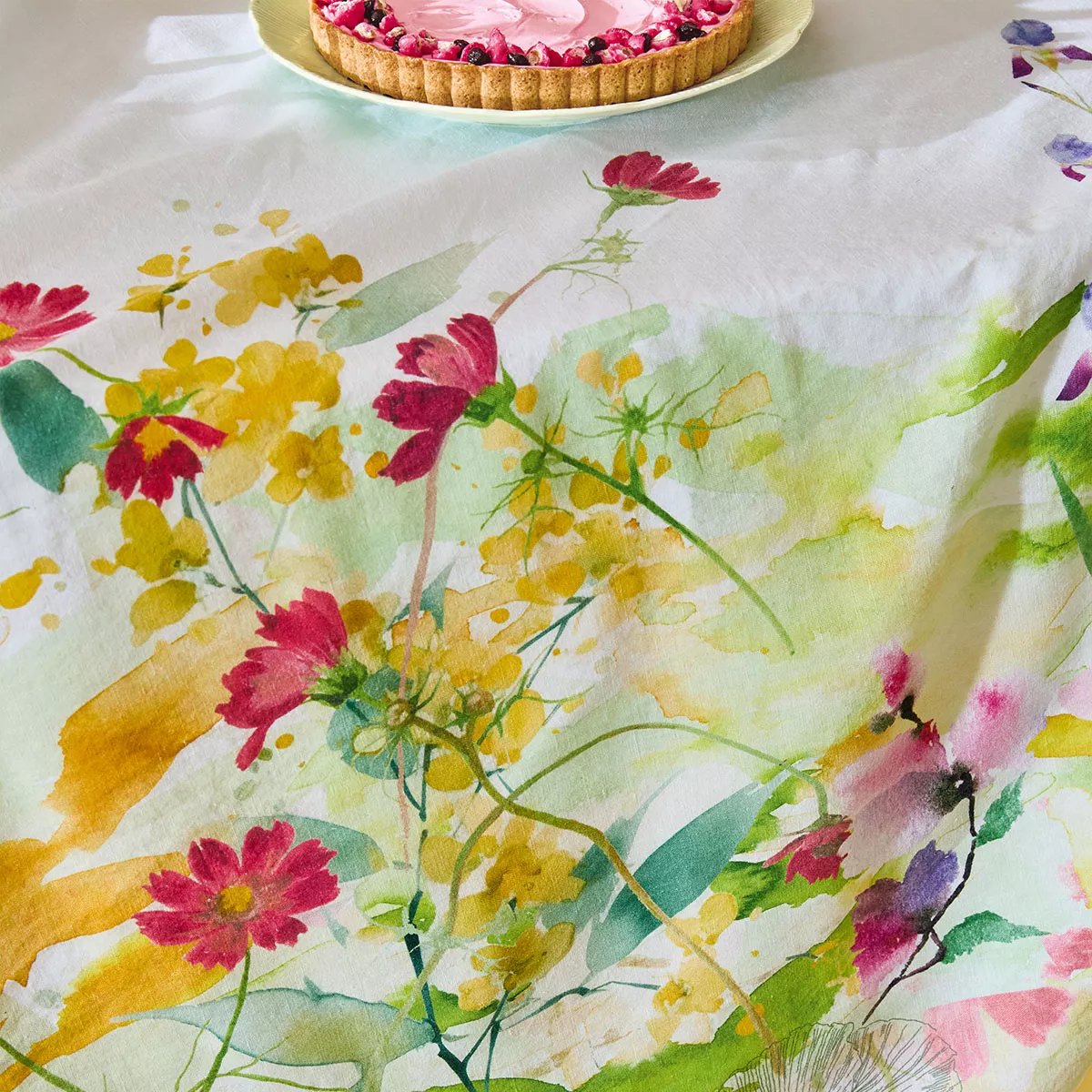 Nappe lin & coton lavé SOUFFLE FLEURI printemps, GARNIER THIEBAUT