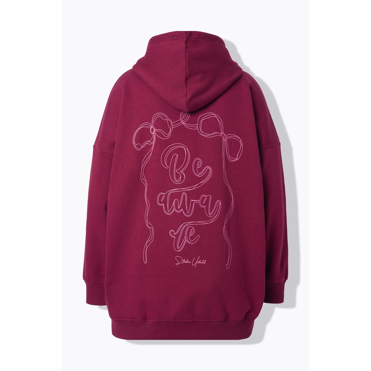 Sweat-shirt à capuche oversize, imprimé nœuds rouge vin, STUDIO UNTOLD
