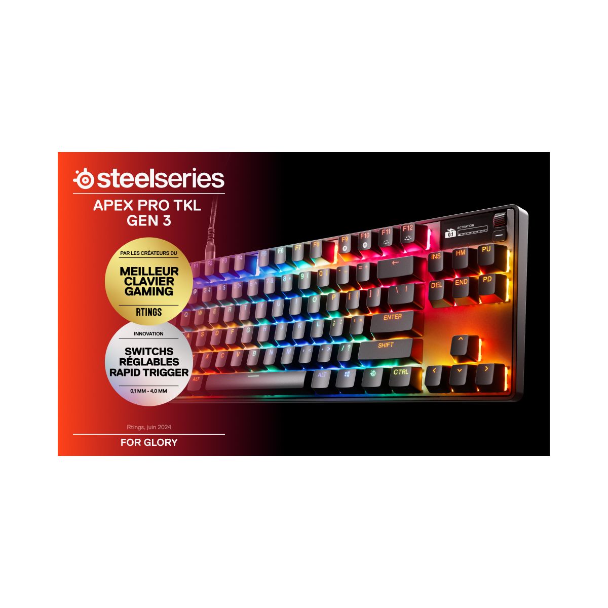 Clavier gamer APEX PRO TKL GEN 3 - FR couleur unique, STEELSERIES