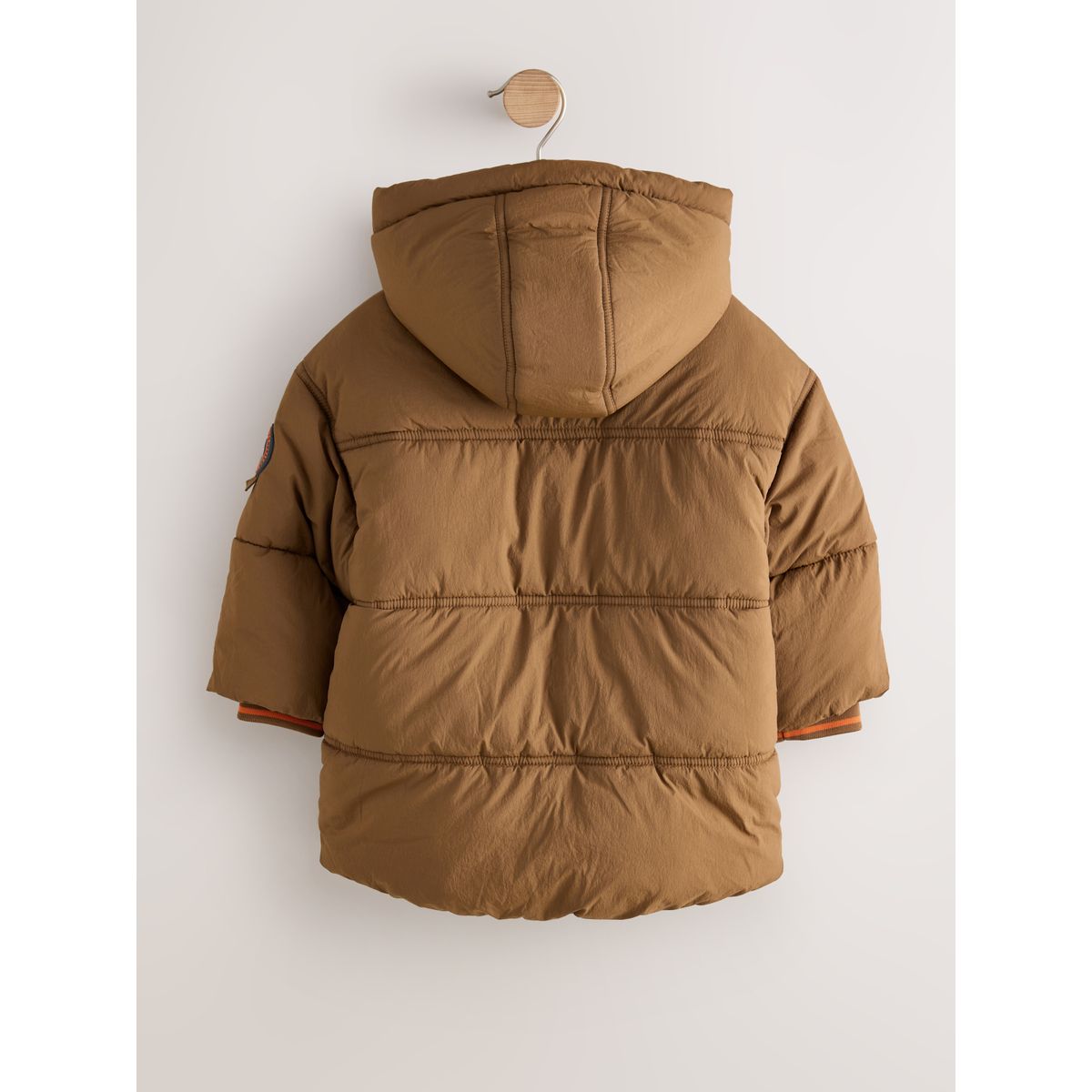 Manteau imperméable rembourré en peau lainée marron, NEXT