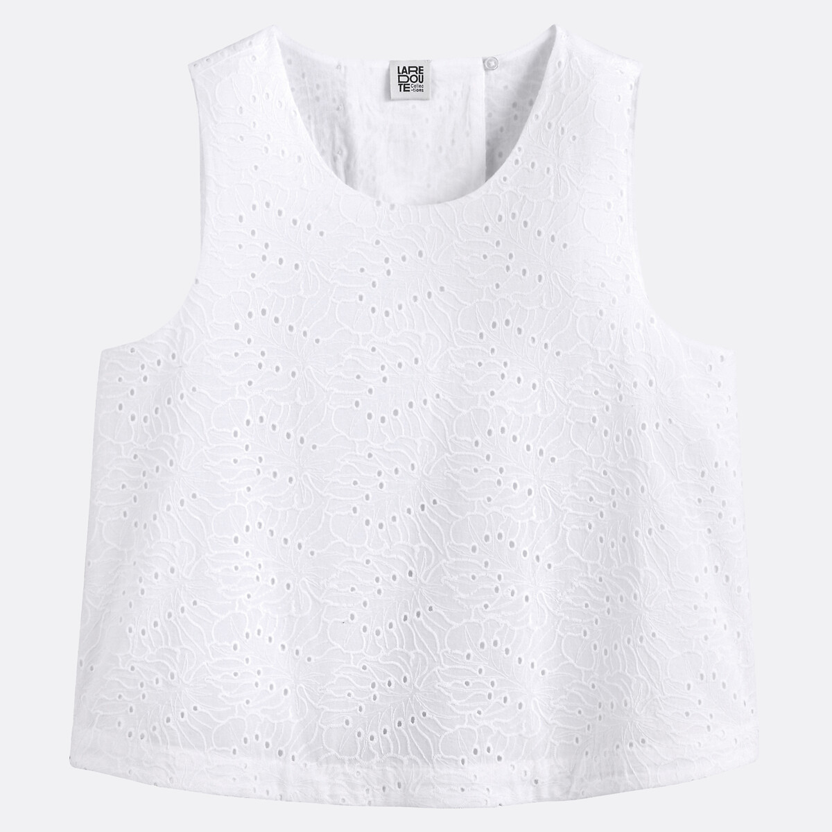 Top sans manches en broderie anglaise, col rond ecru, LA REDOUTE COLLECTIONS