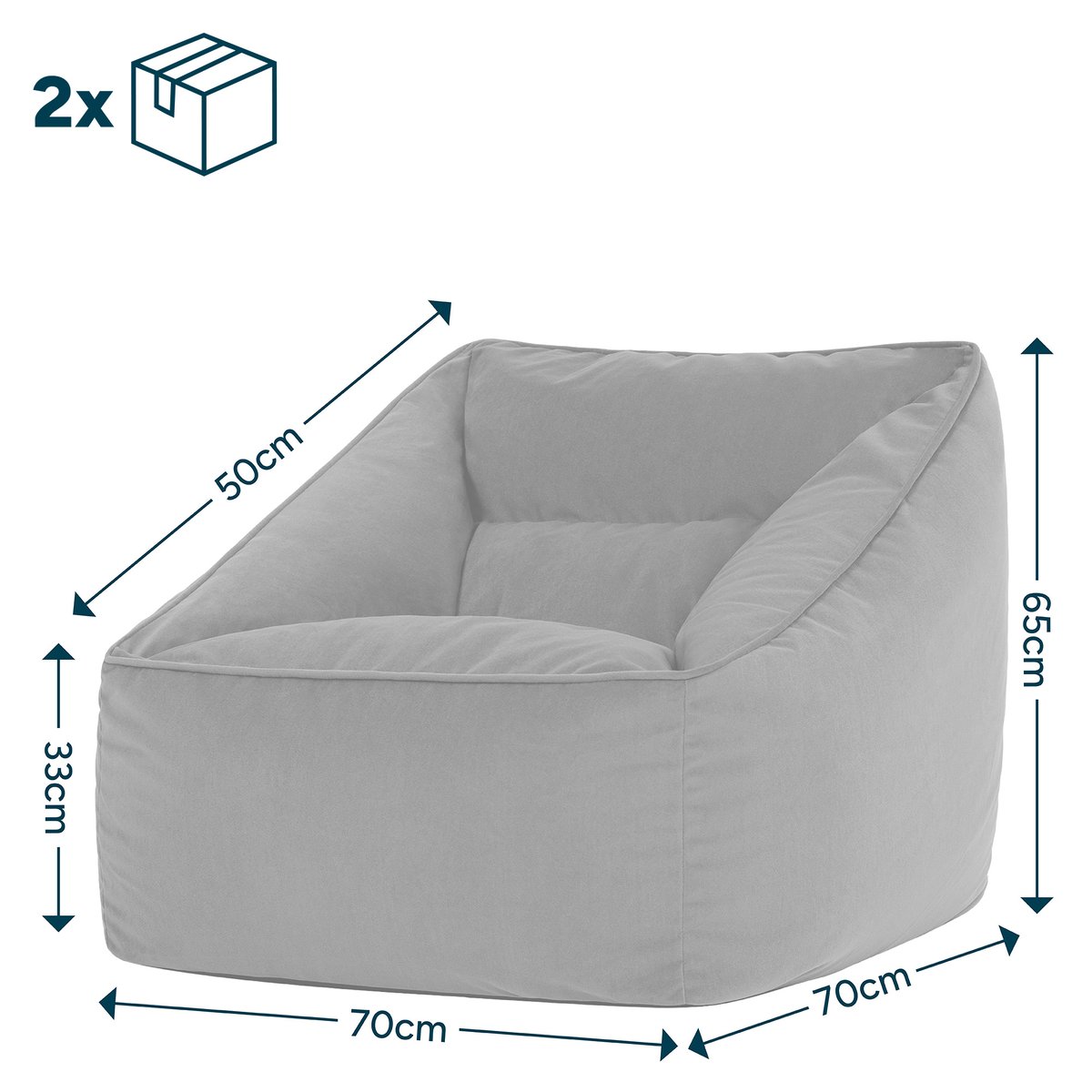 Pouf fauteuil salon en velours mat Oeko-Tex® - NATALIA gris anthracite, ICON