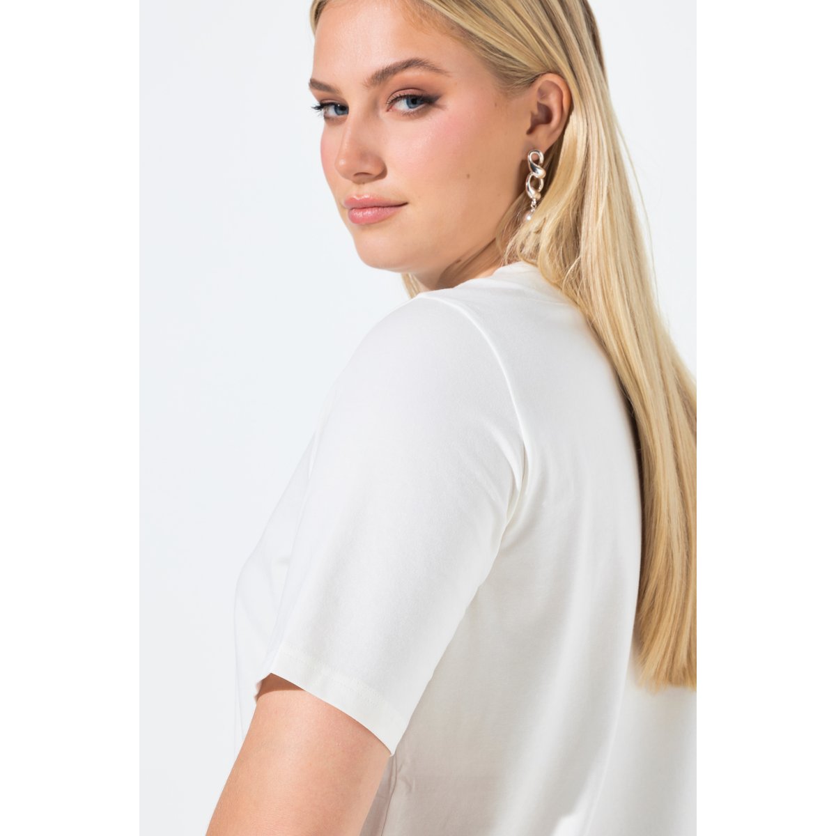 T-shirt effet drapé, manches courtes blanc cassé, ULLA POPKEN