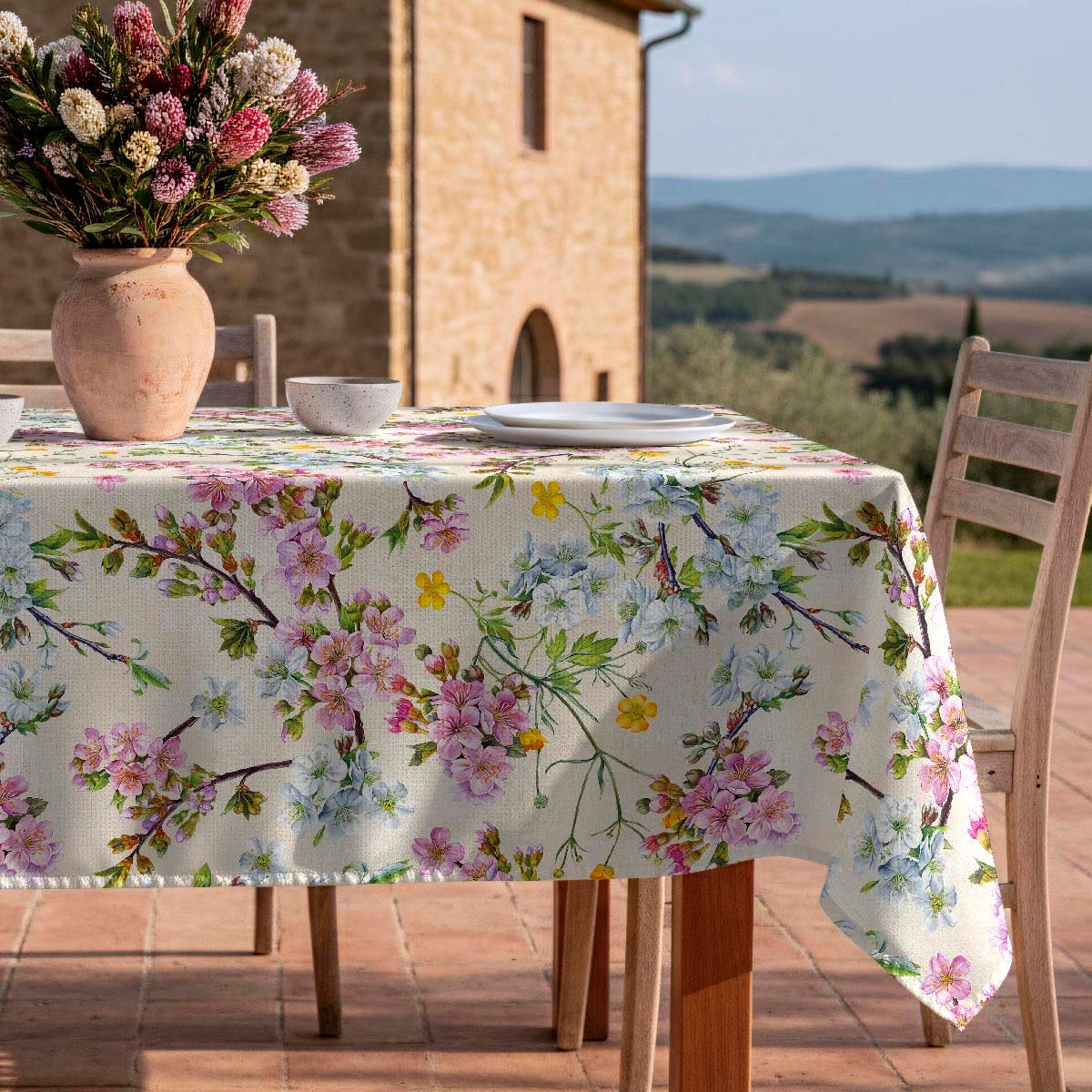 Nappe anti-taches Flowerpeacock - 100% coton - beige, NAF NAF HOME