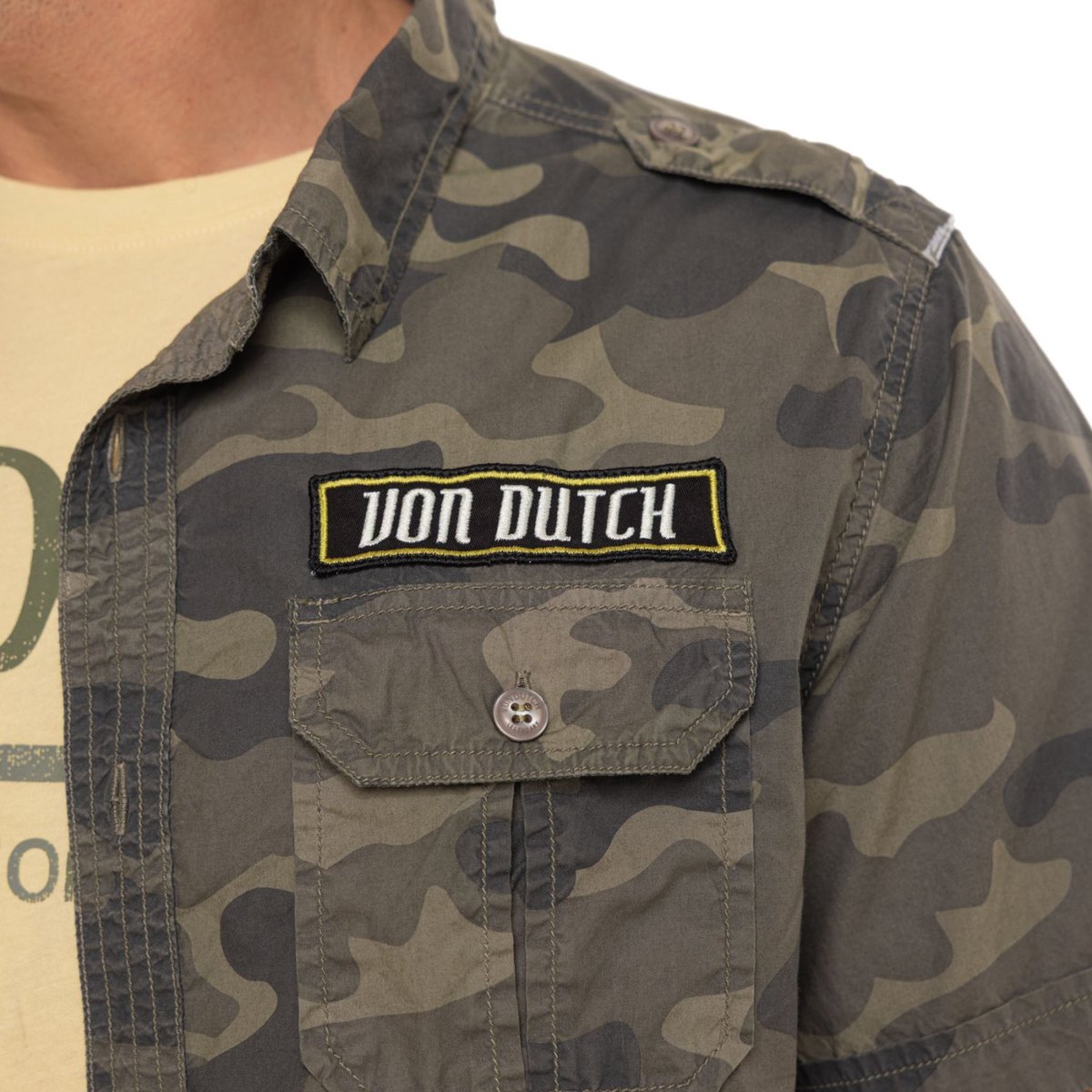 Chemise en coton DEREK camouflage/noir/blanc, VON DUTCH