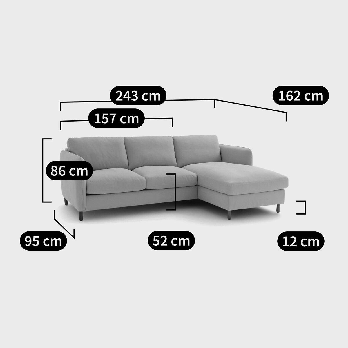 Sofá cama esquinero de 4 plazas de algodón y lino, LOMÉO amarillo mostaza, LA REDOUTE INTERIEURS