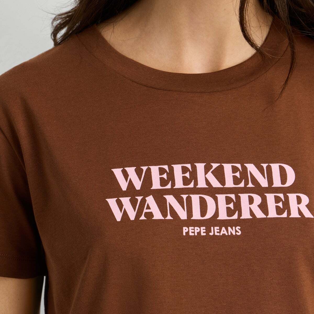 T-Shirt Avec Texte Imprimé brun cappuccino, PEPE JEANS