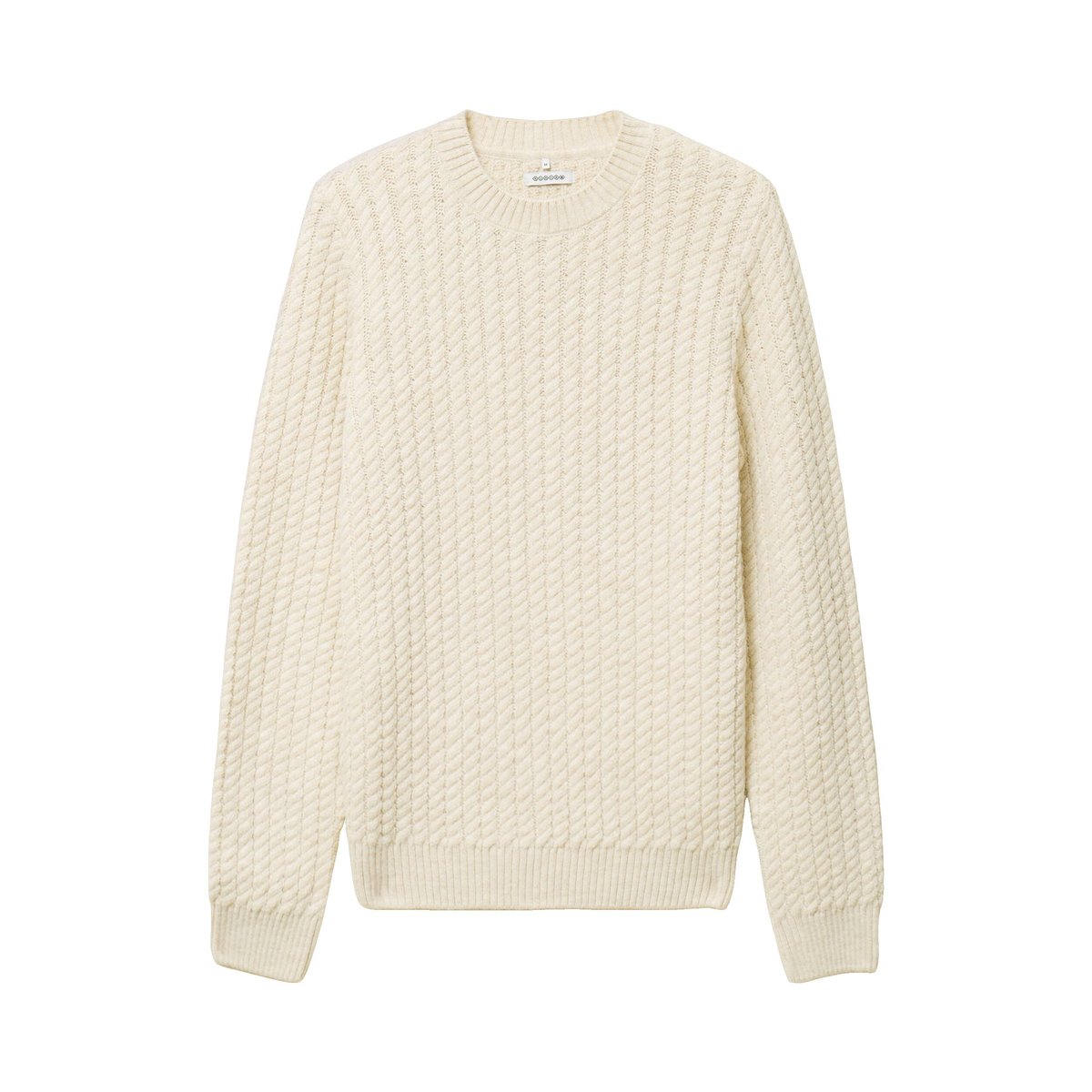 Pull col rond manches longues ecru, BONOBO