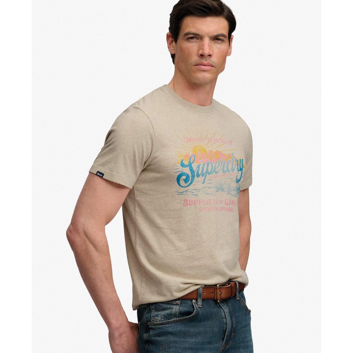T-shirt Outdoors Mountain Coupe Décontractée pierre ponce chiné, SUPERDRY