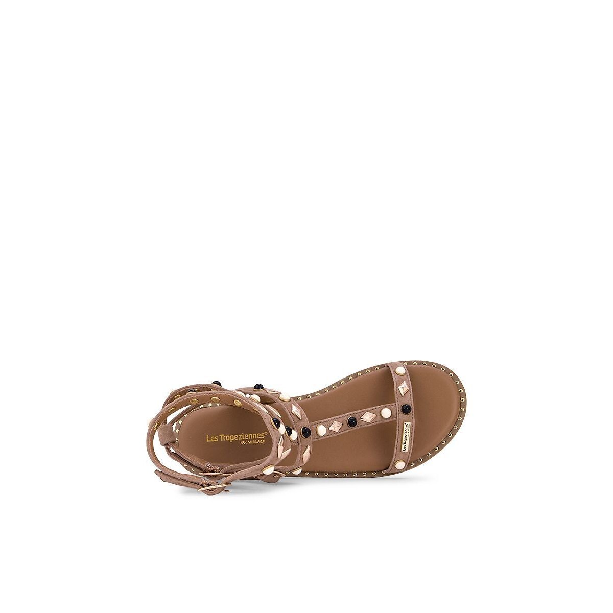 Sandales plates en cuir Corika beige, LES TROPEZIENNES PAR M.BELARBI