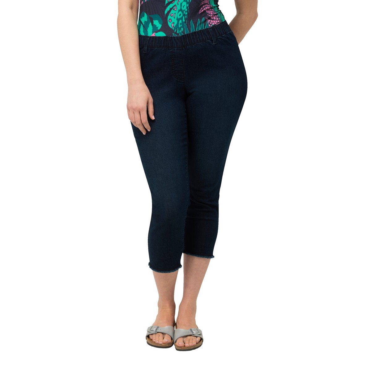 Jegging Sienna 7/8 à taille élastique jean bleu foncé, ULLA POPKEN