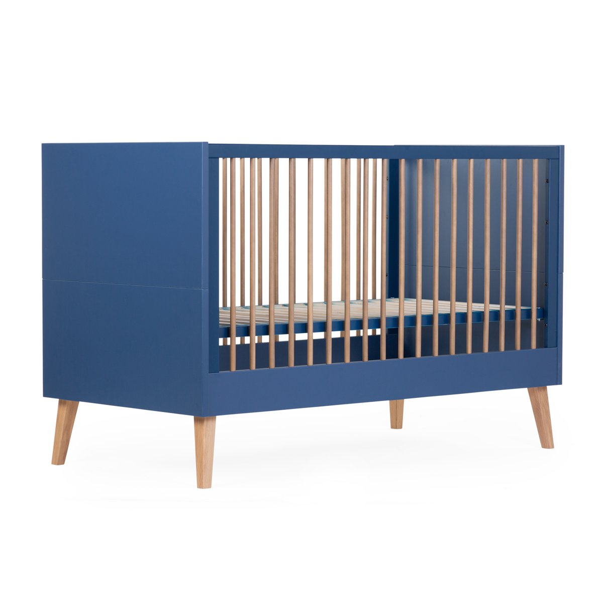 Lit bébé évolutif sommier à lattes à hauteur réglage 70x140cm noir, CHILDHOME