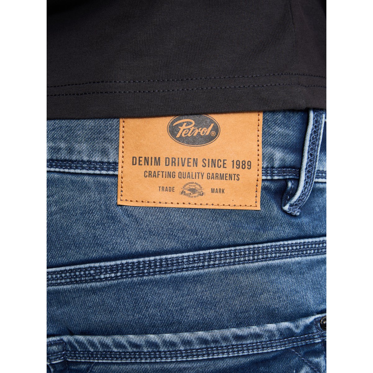 Short en jean droit stretch bleu used, PETROL INDUSTRIES