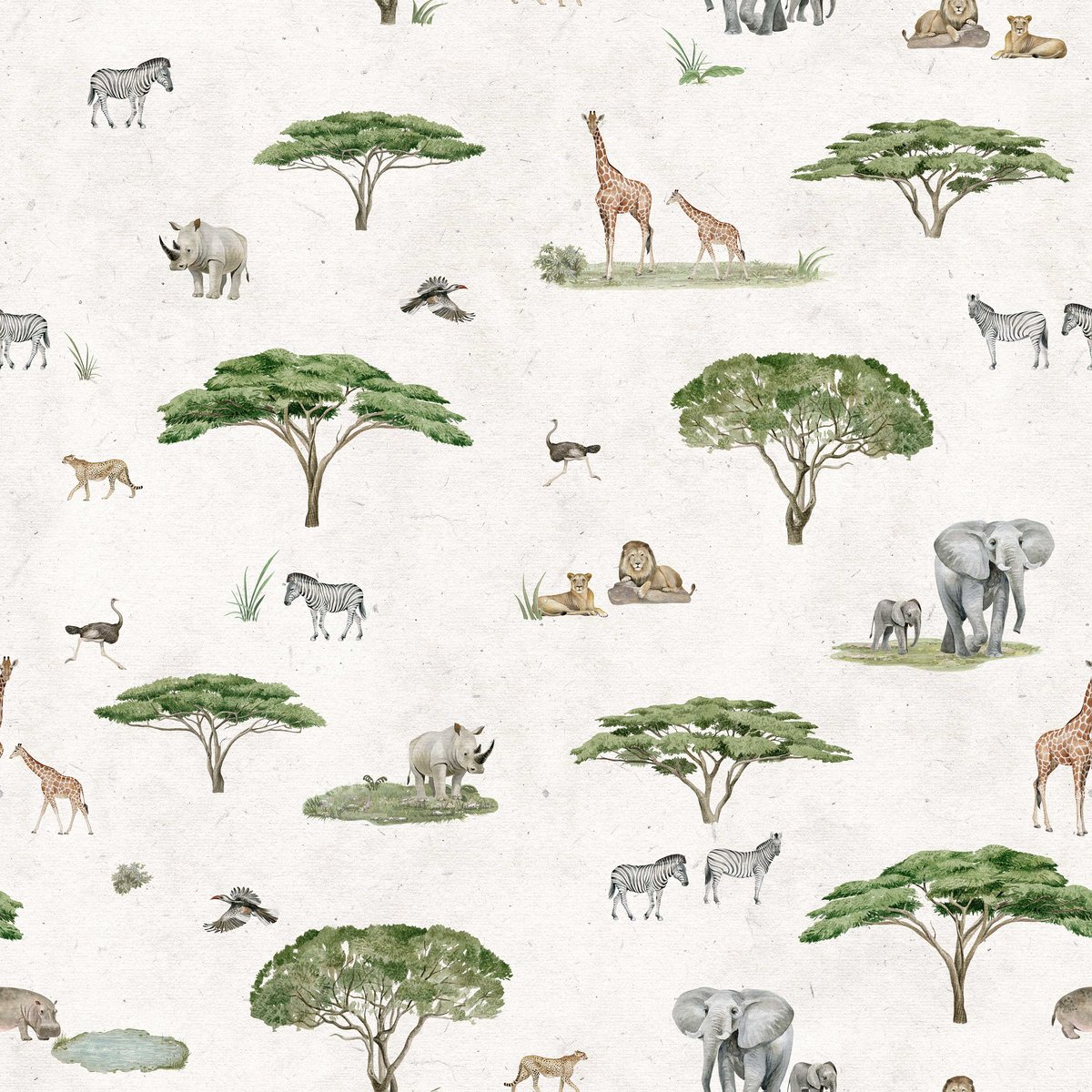 Papier peint enfant Le Roi de l'Afrique blanc, HEXOA