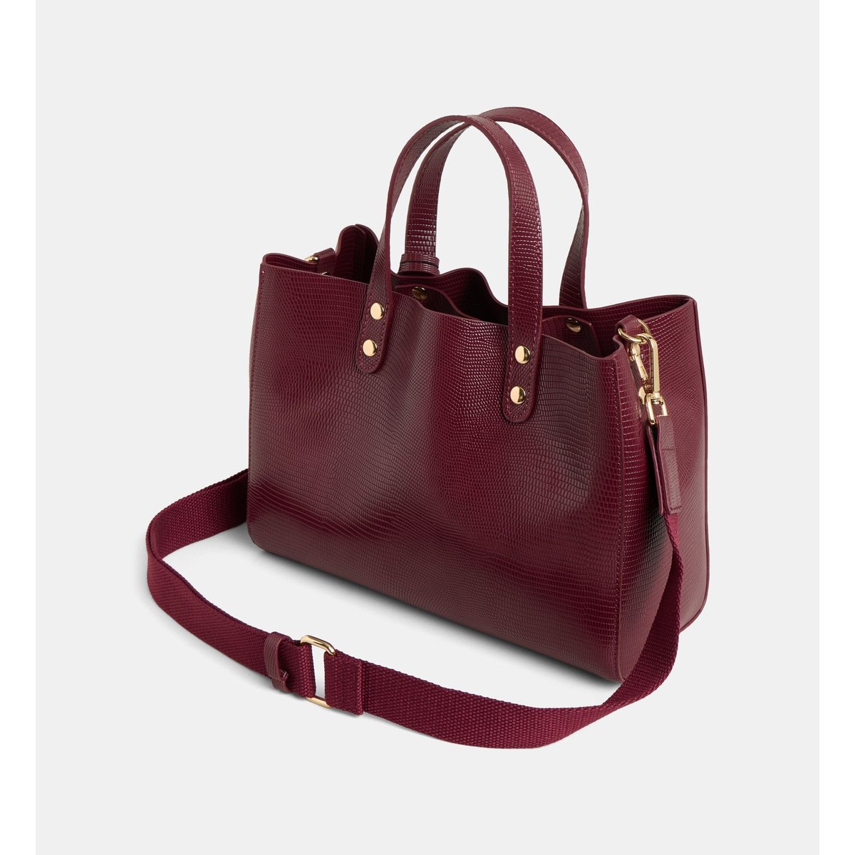 Sac cabas elsa tejus et sa pochette amovible effet lisse souple bordeaux foncé, GALERIES LAFAYETTE
