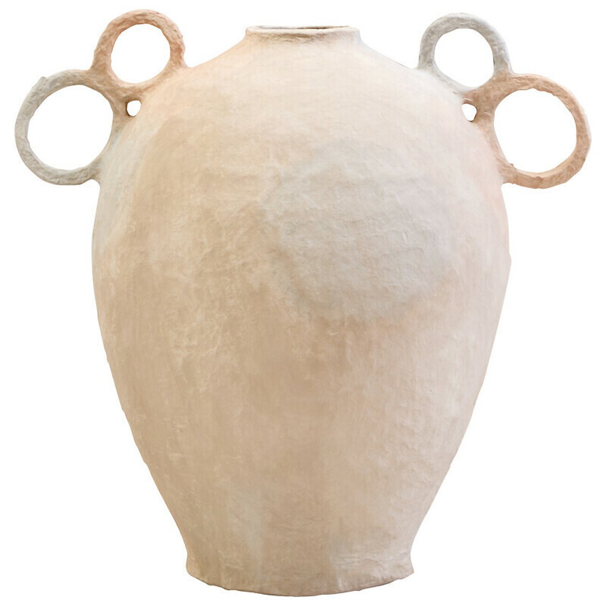 Large Cotton Mache Vase With Decorative Handles natural, ÉDITÉ