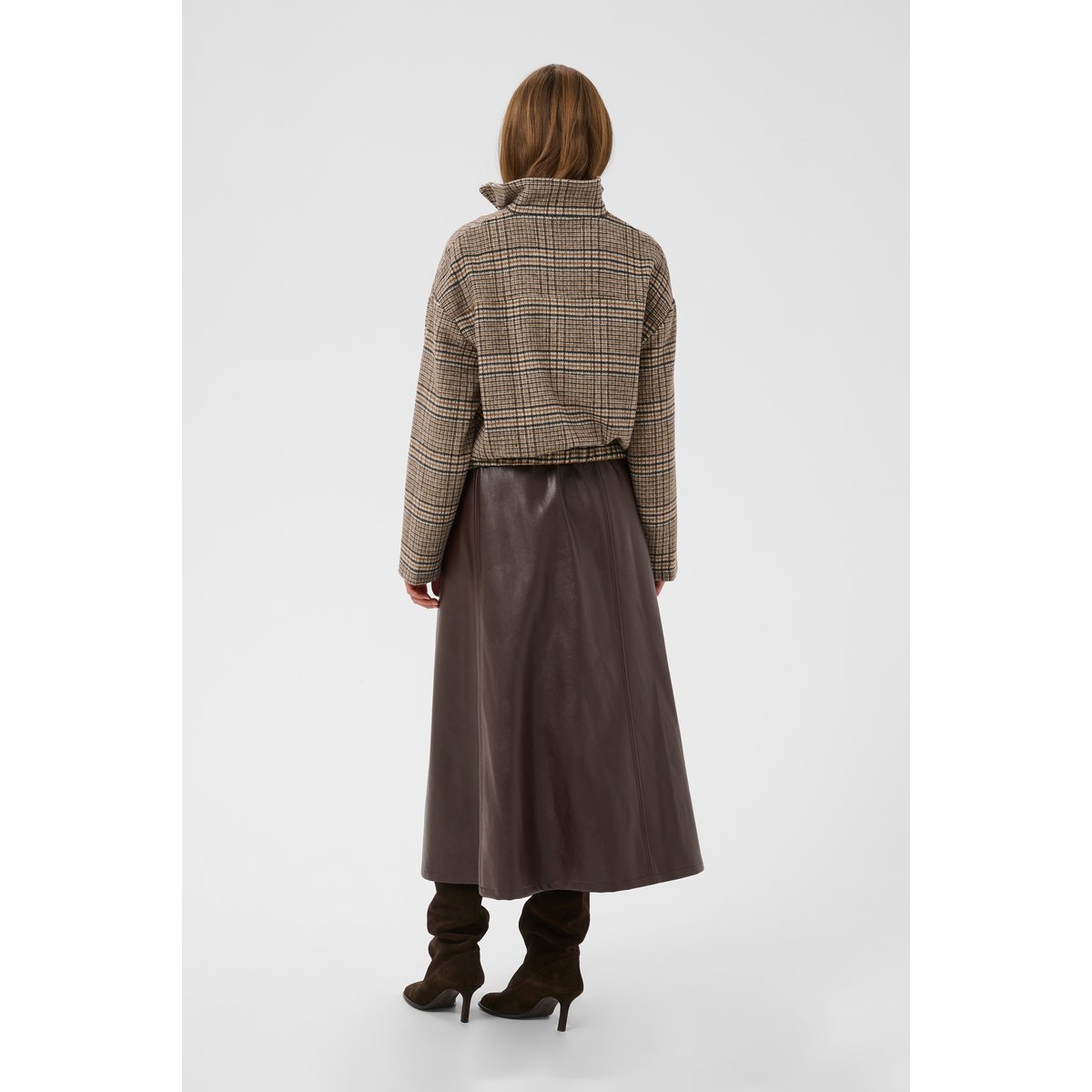 Manteau marron toffee check, CULTURE