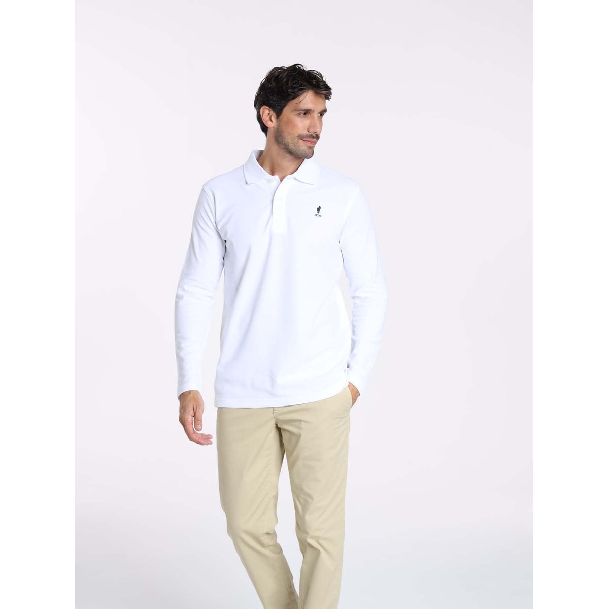 Polos manches longues en coton ORLEANS blanc, GENTLEMAN FARMER