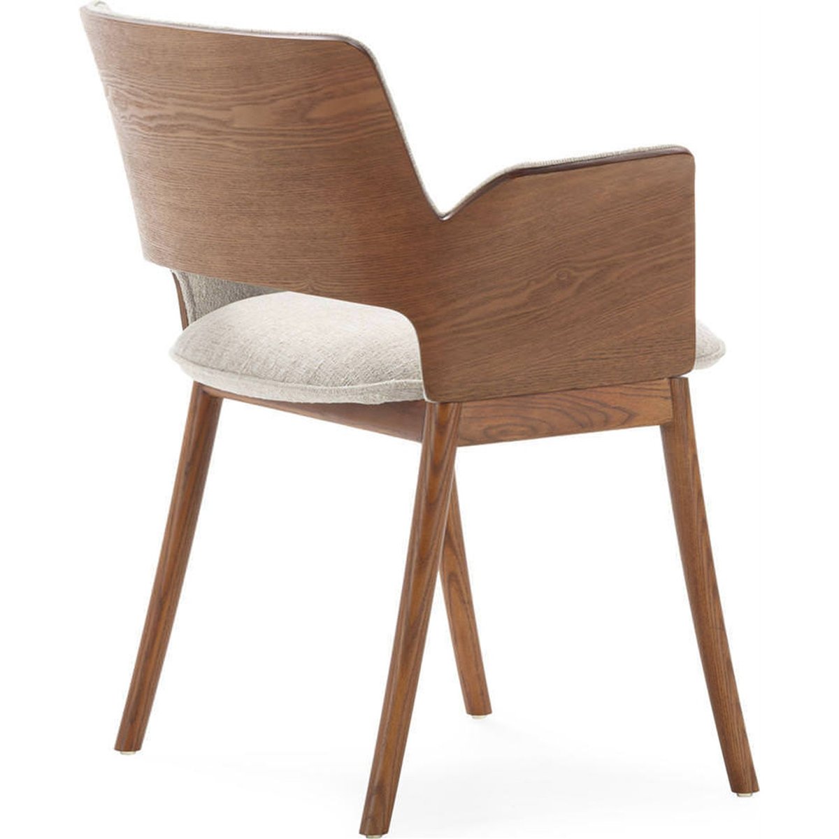 Chaise en bois et tissu noyer et blanc cassé, RECOLLECTION