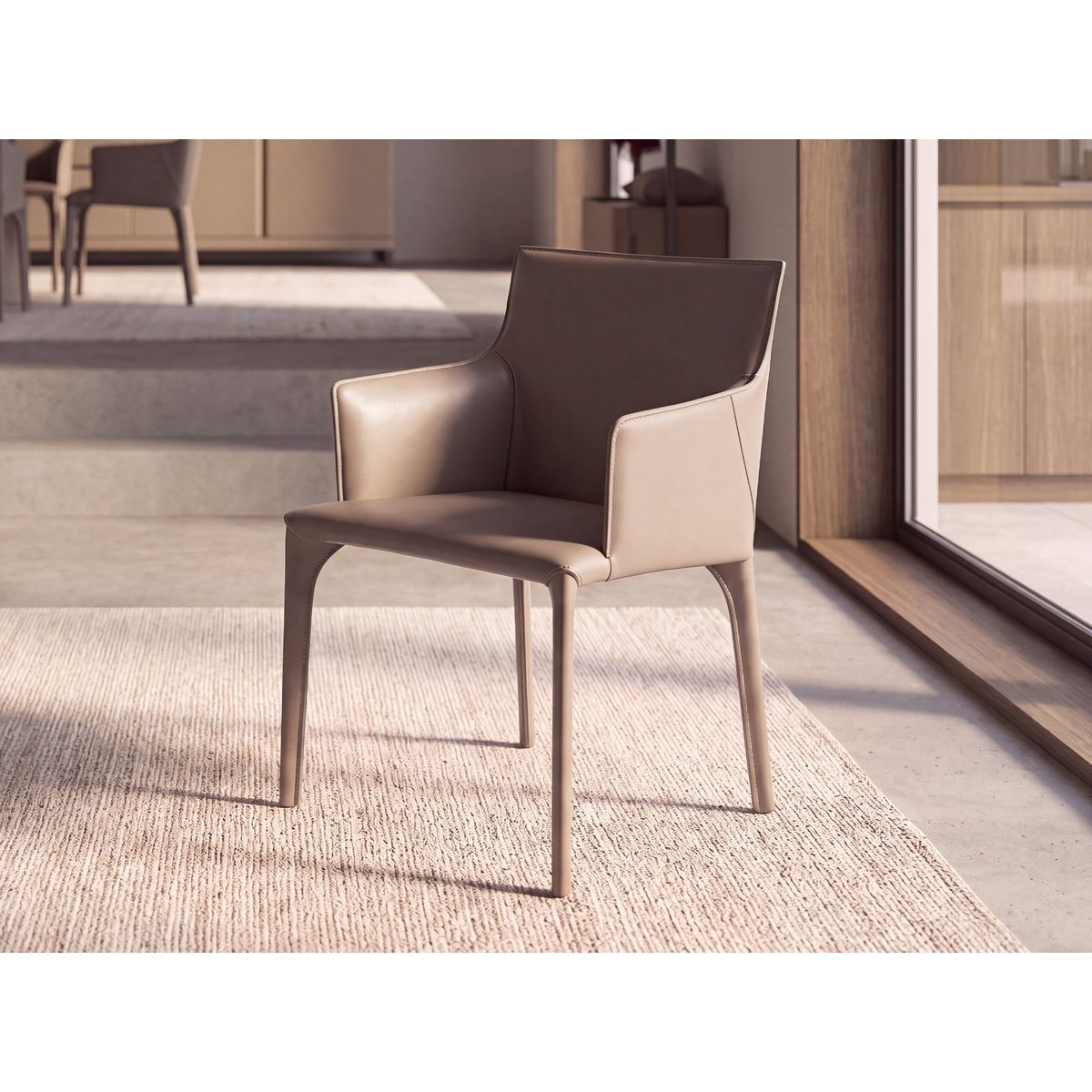 Chaise en cuir régénéré taupe, ANGEL CERDA