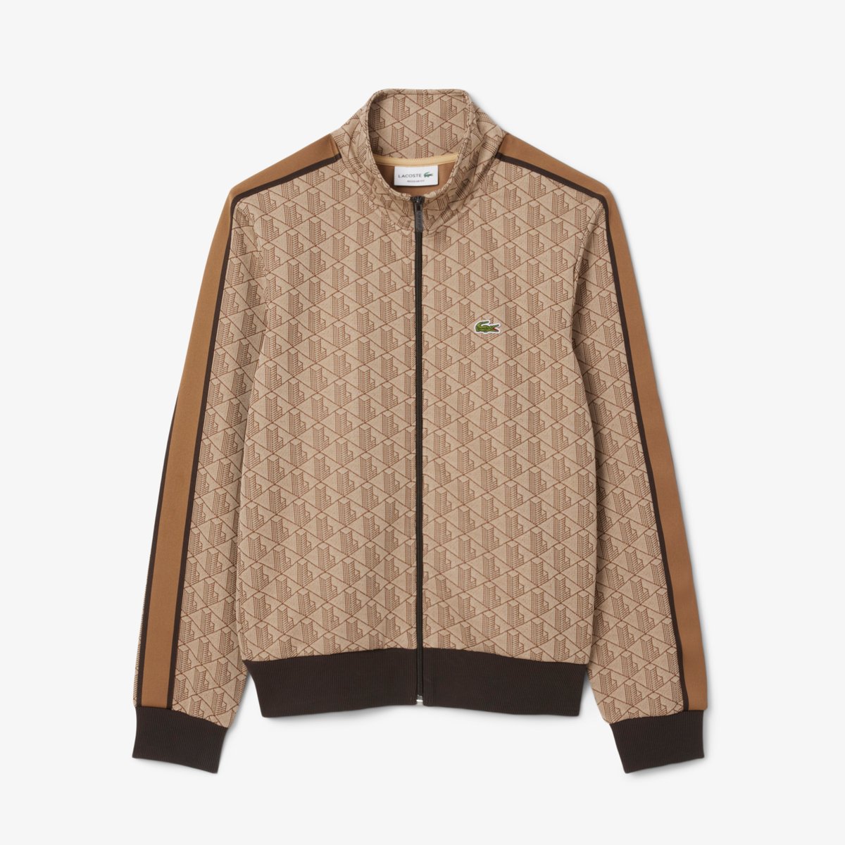 Veste de survêtement zippée Paris jacquard beige-6ir, LACOSTE