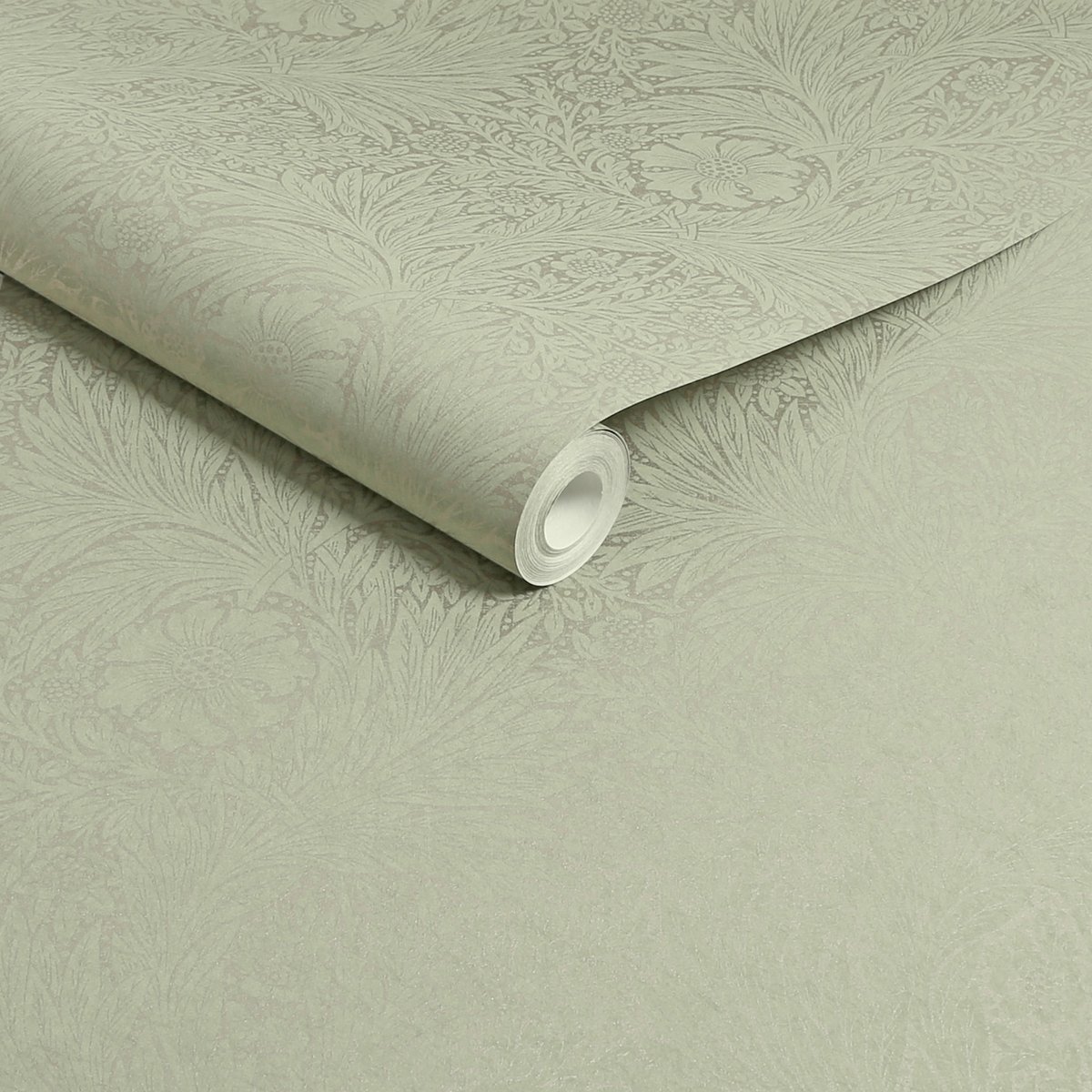 Papier peint Fleurs de souci un matin de printemps vert sauge, vert métallisé, WILLIAM MORRIS AT HOME