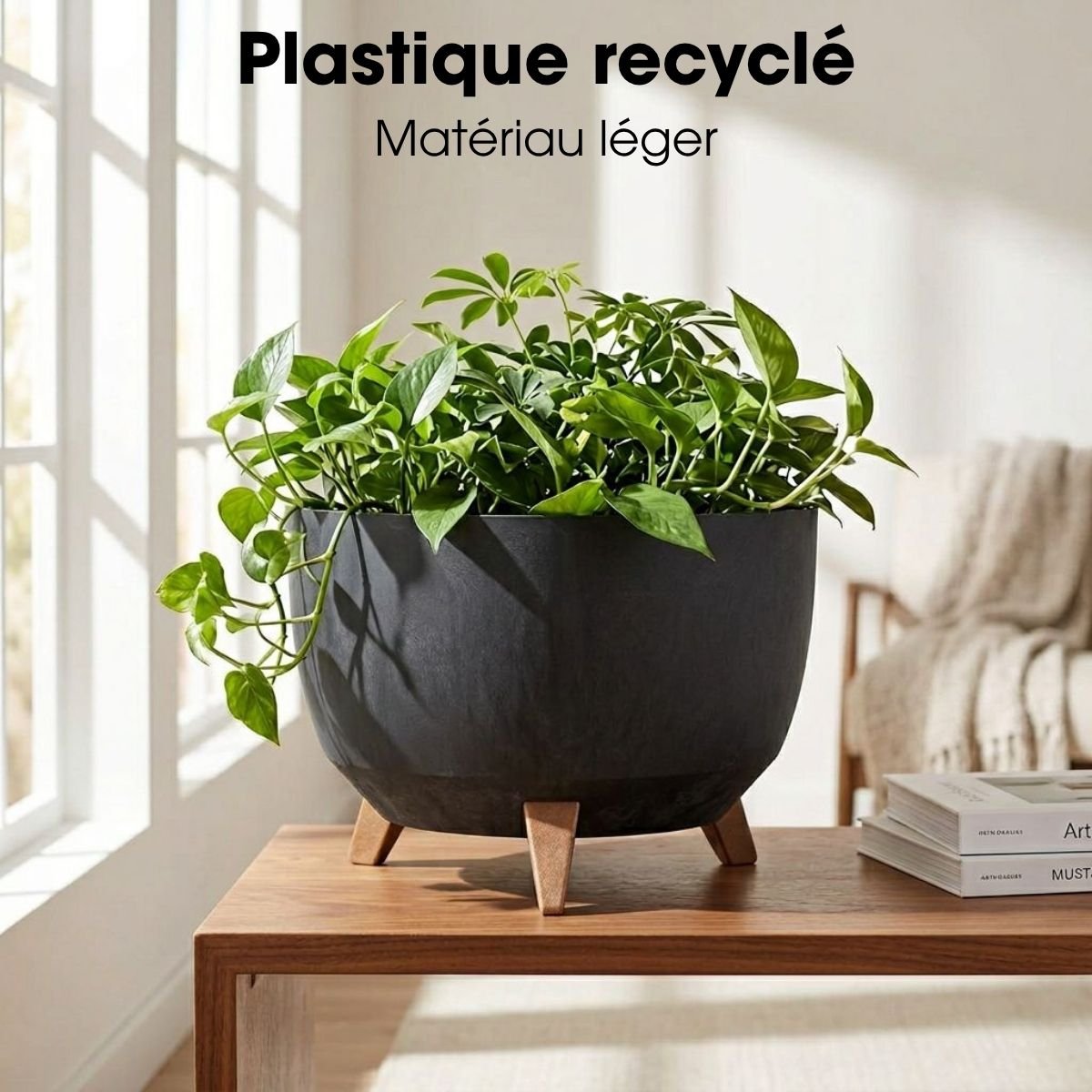 Bac à plantes DOPPIO noir, MICA DECORATIONS