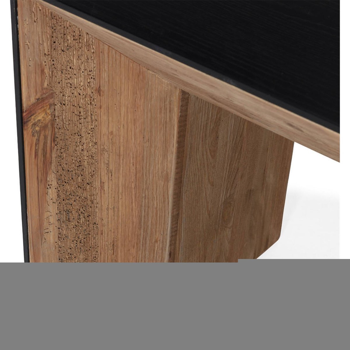 Table d'appoint en pin, Style industriel naturel vieilli et noir, RECOLLECTION