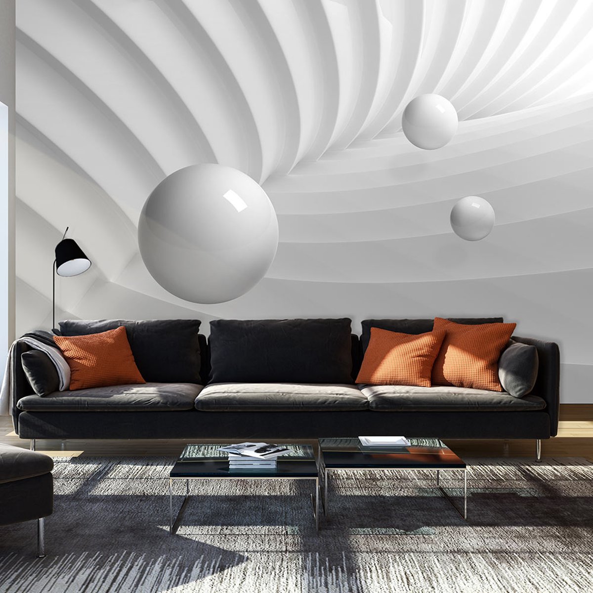 Papier peint intissé panoramique Abstractions White Symmetry blanc, EDEN