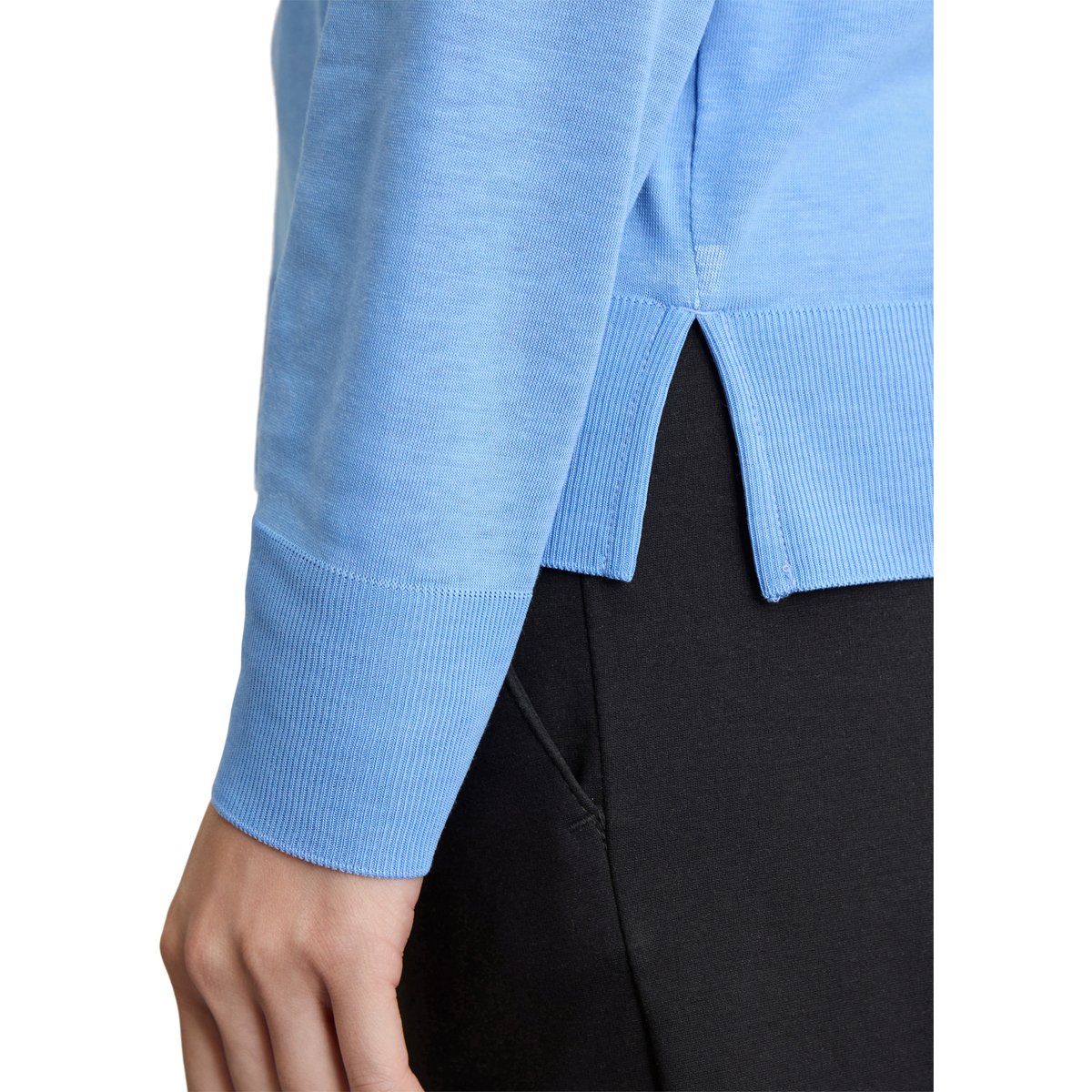 Manchette longue de luxe régulière en mélange de TENCEL™ Lyocell et de coton bleu clair, MARC O'POLO