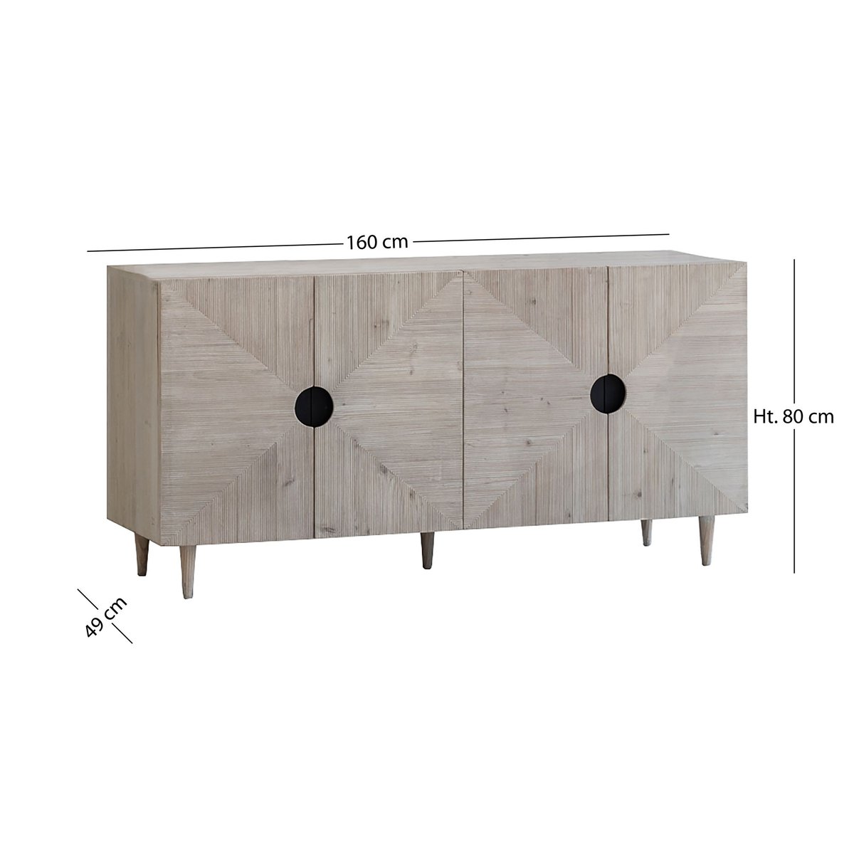 Bahut 4 portes en pin recyclé beige, NOW'S HOME