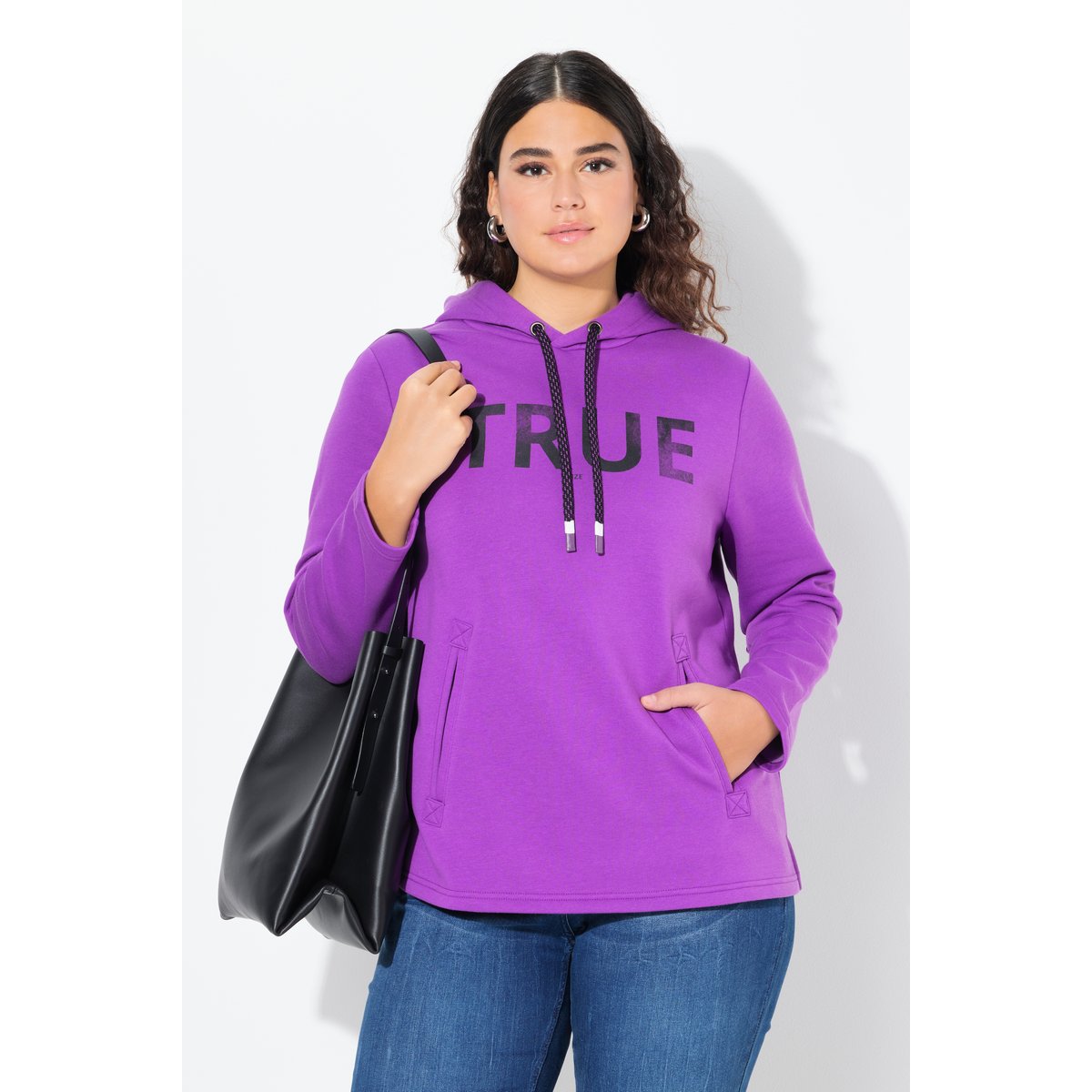 Sweat-shirt à capuche avec cordon de serrage violet, ULLA POPKEN