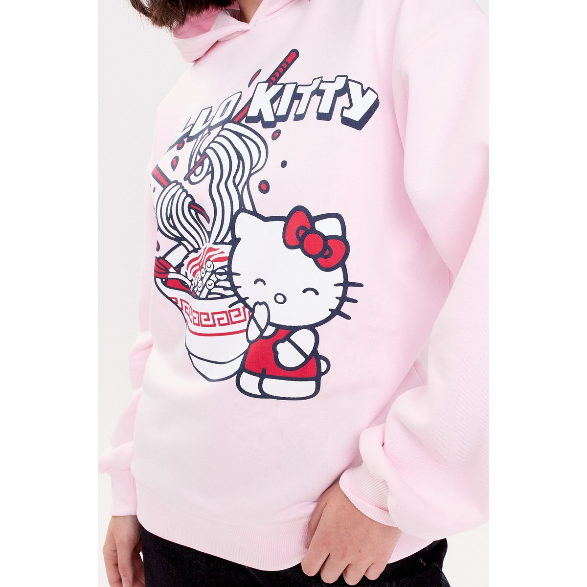Sweat oversize à capuche manches longues rose clair, CACHE CACHE
