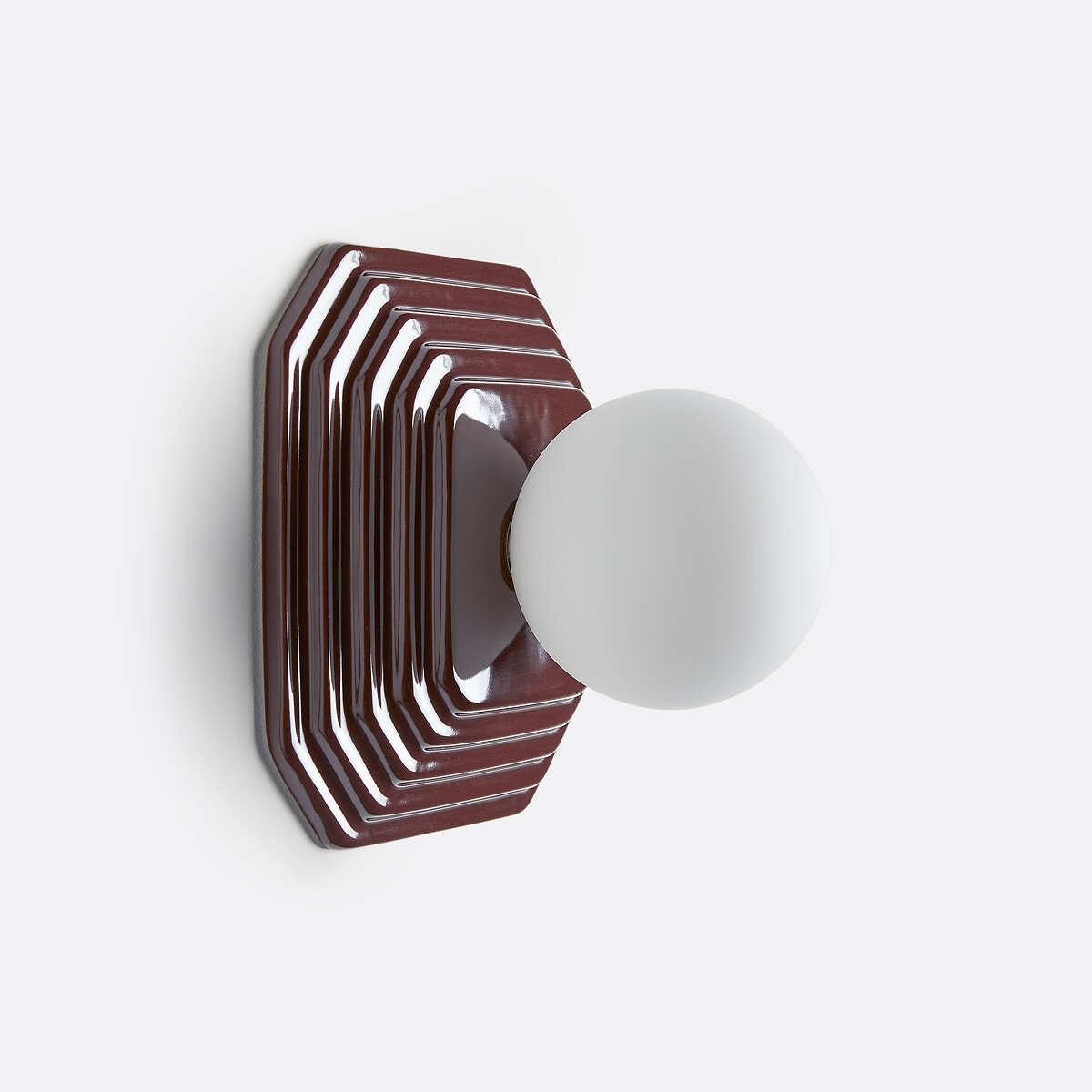 Applique ou plafonnier, en céramique et verre opalin, HOLI prune, LA REDOUTE INTERIEURS