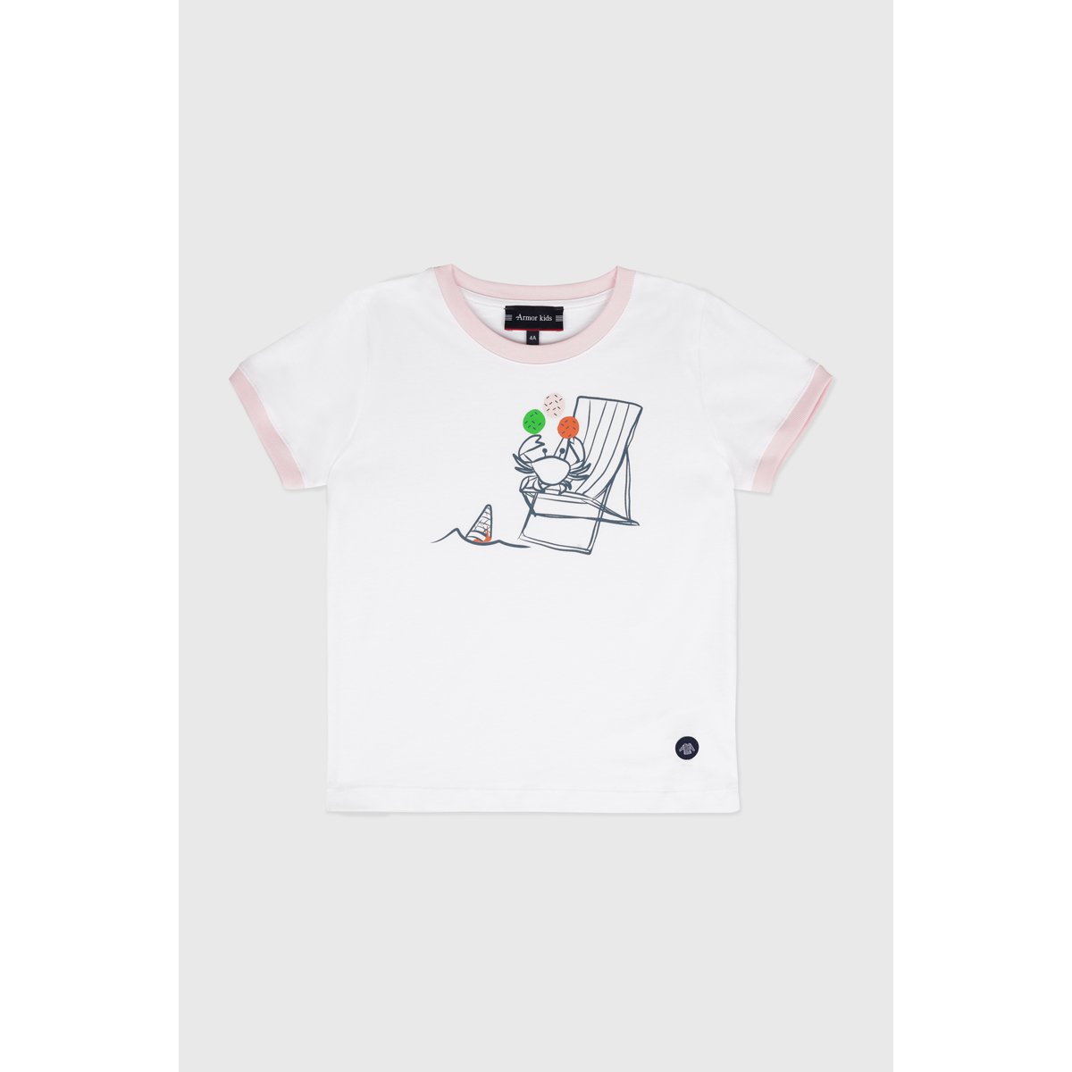 T-shirt en coton léger LANGOUSTINE KIDS - sérigraphie f blanc, ARMOR-LUX